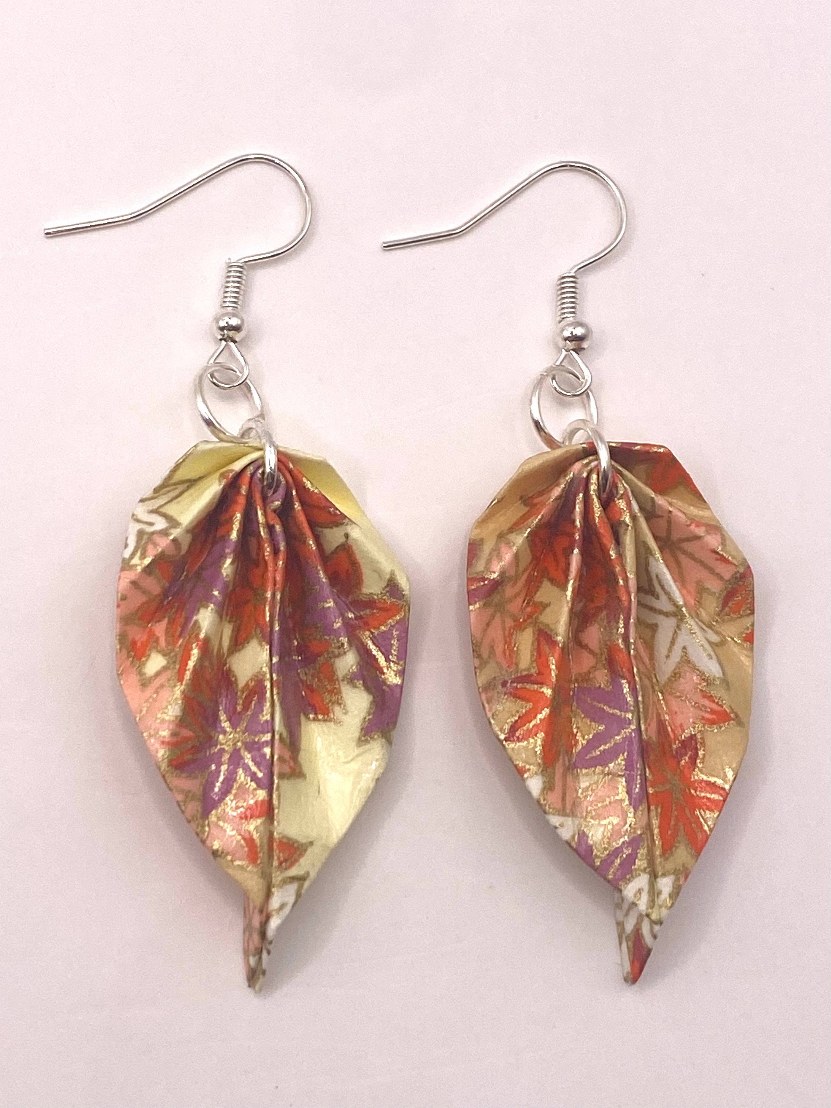 Origami Leaf Earrings - Autumn