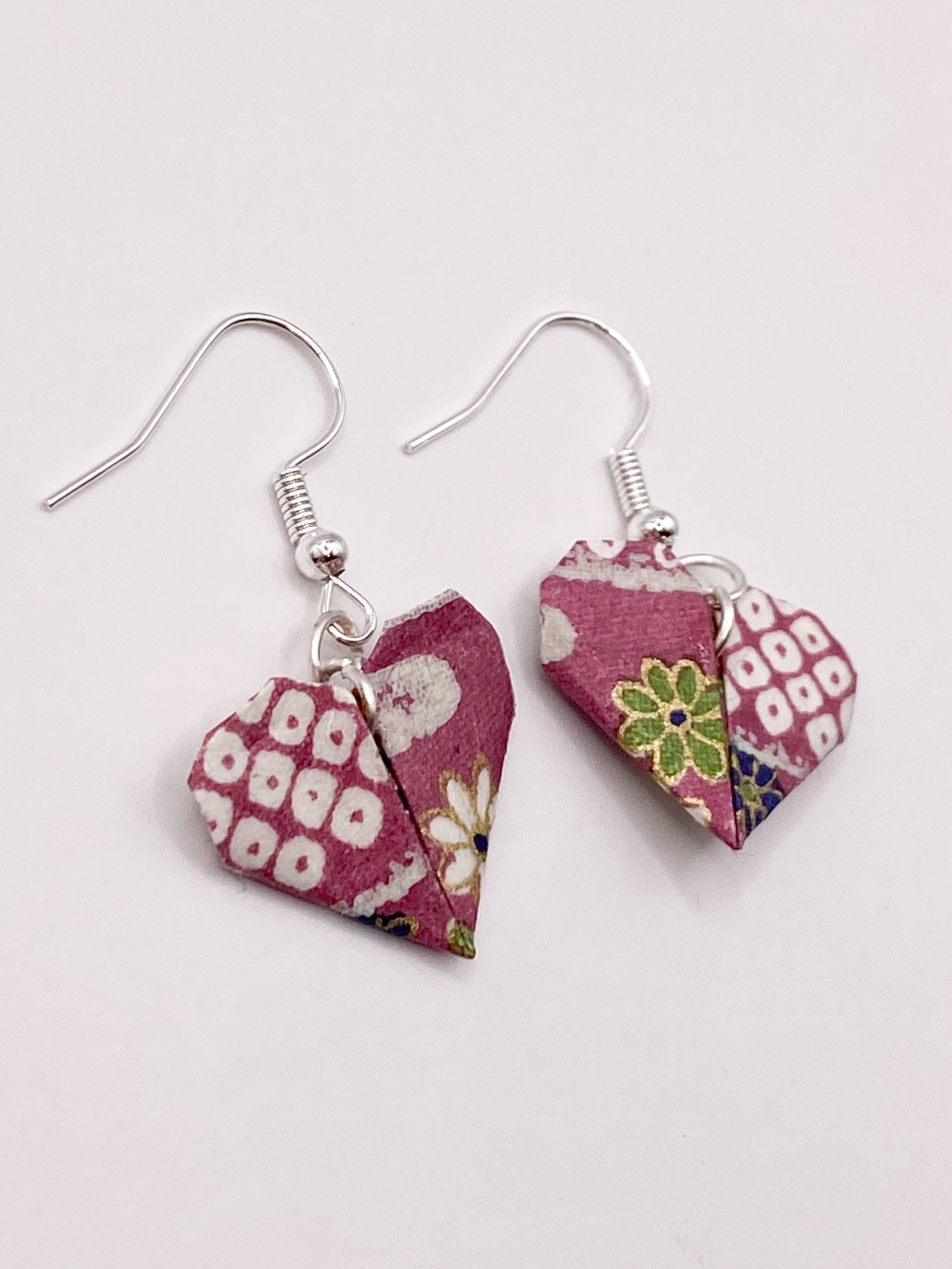 Origami Heart Earrings - Orchid