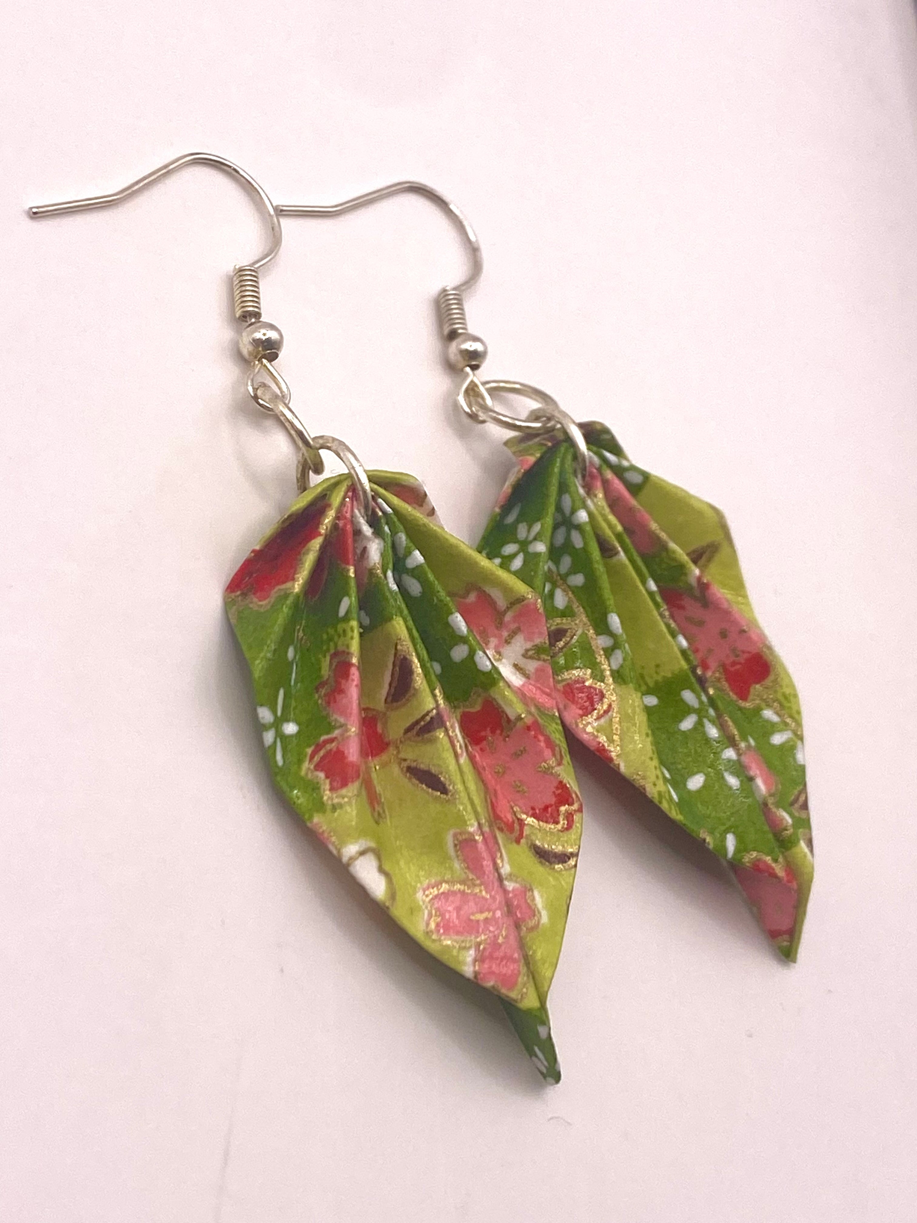 Origami Leaf Earrings - Strawberry Patch