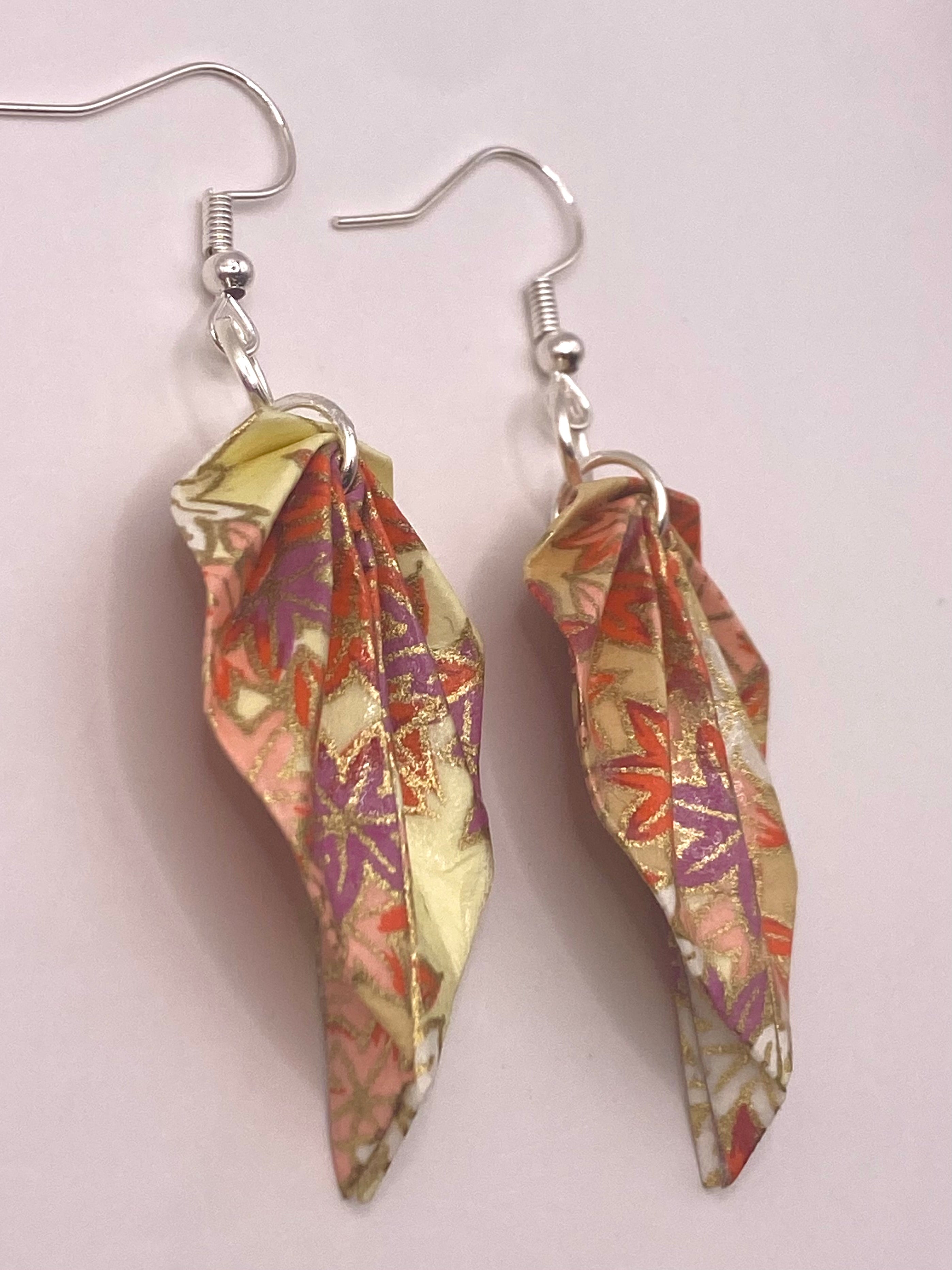 Origami Leaf Earrings - Autumn