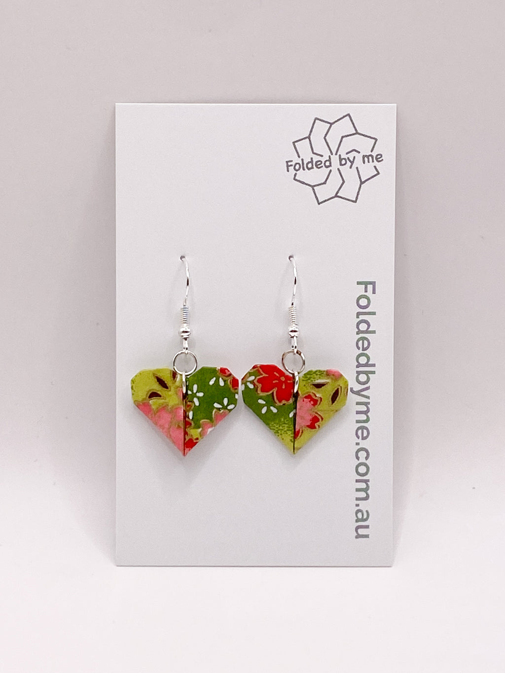 Origami Heart Earrings - Strawberry Patch
