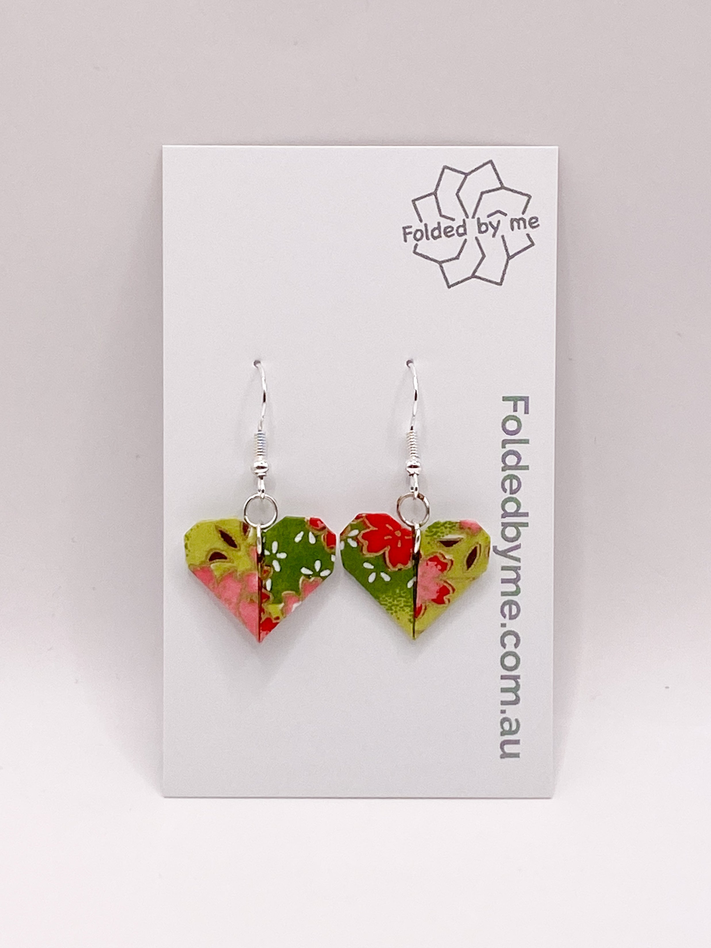 Origami Heart Earrings - Strawberry Patch