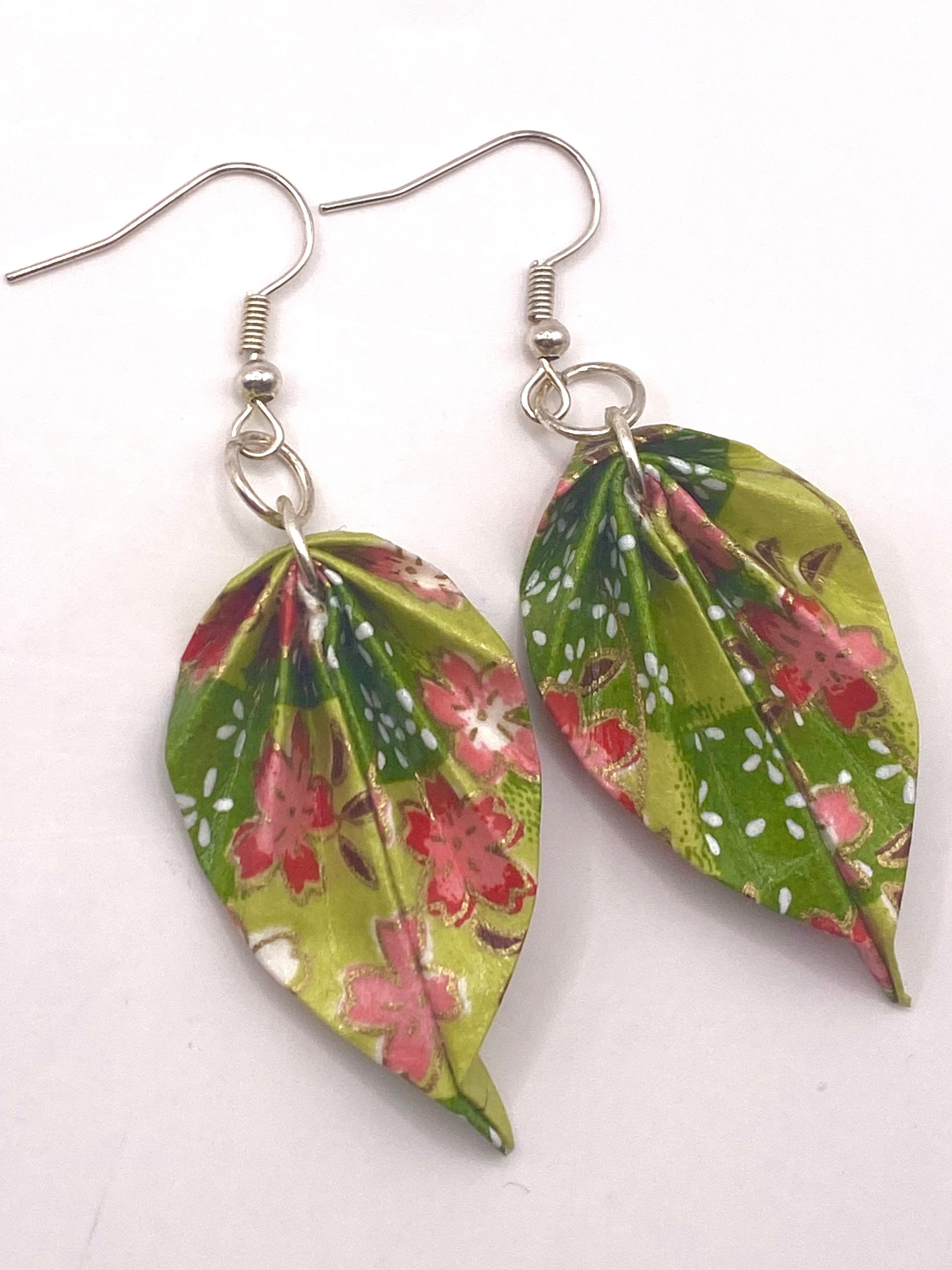 Origami Leaf Earrings - Strawberry Patch
