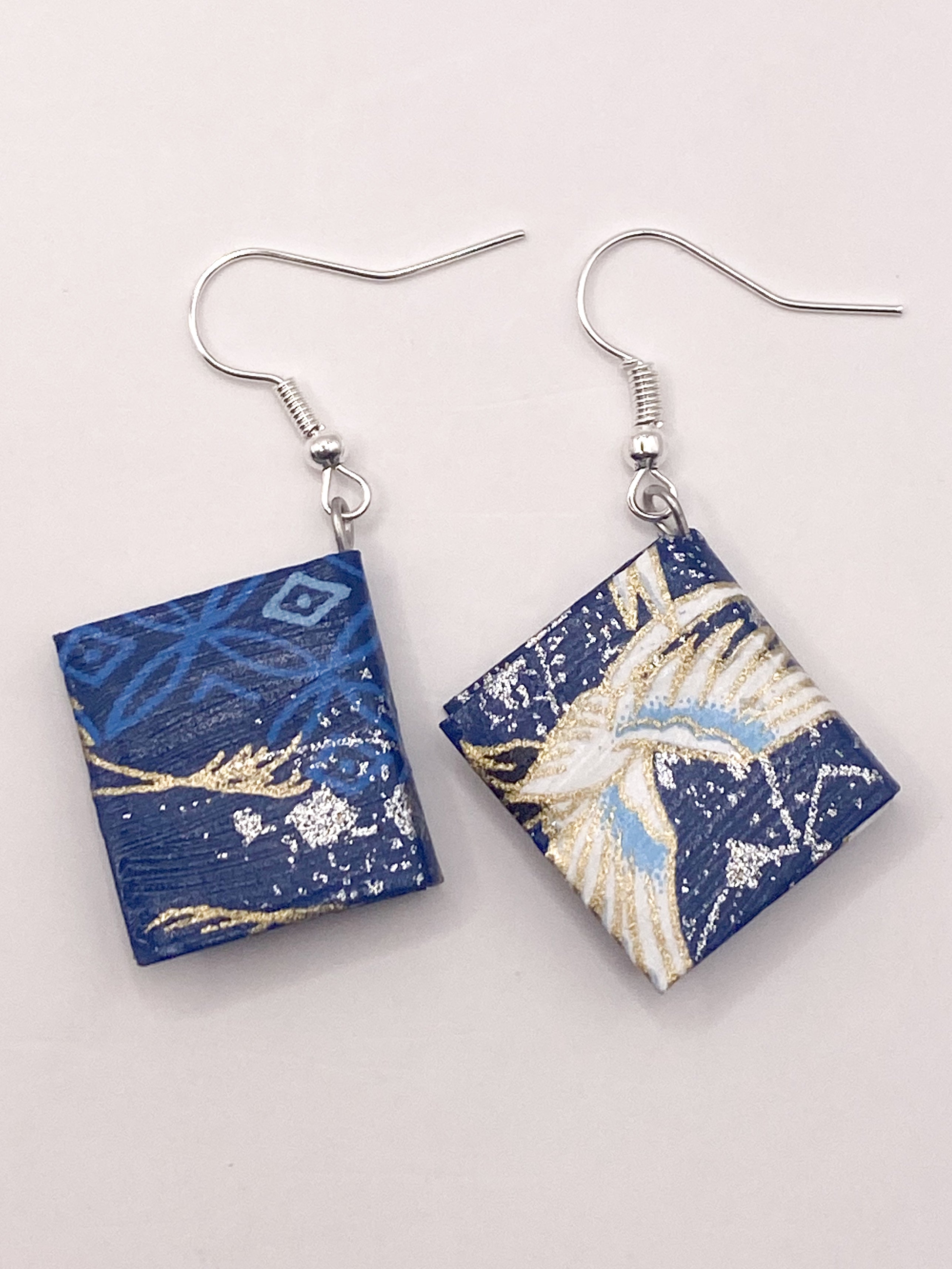 Origami Book Earrings - Midnight