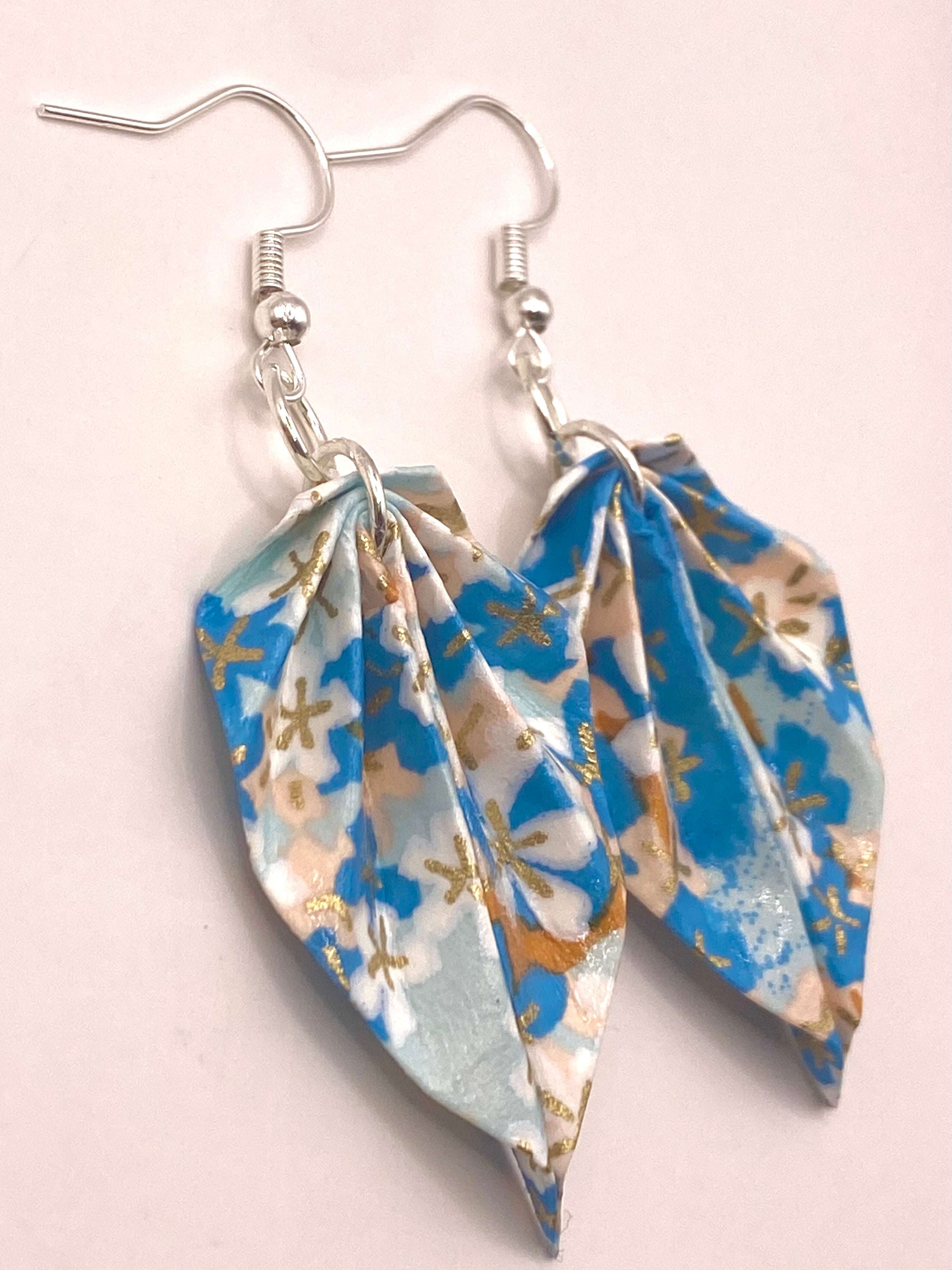 Origami Leaf Earrings - Seafoam