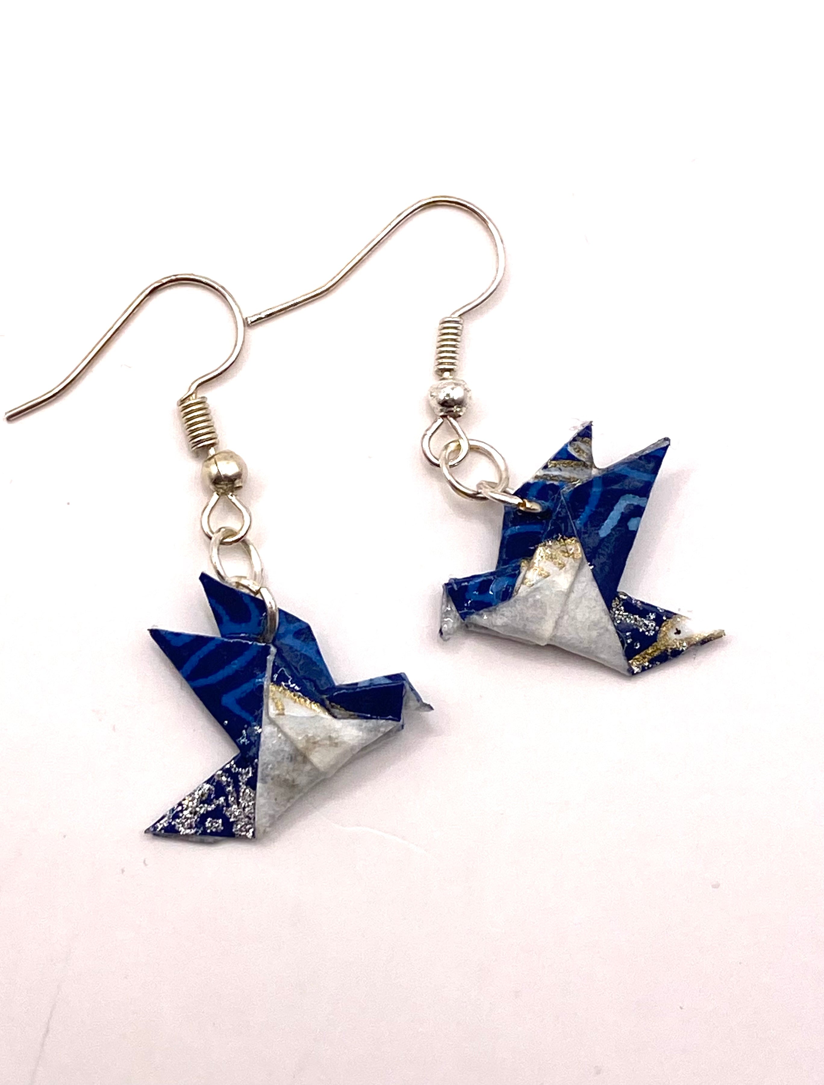 Origami Dove Earrings - Midnight