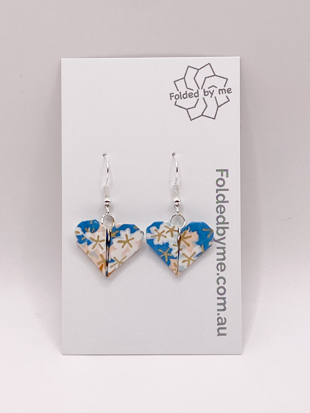 Origami Heart Earrings - Seafoam