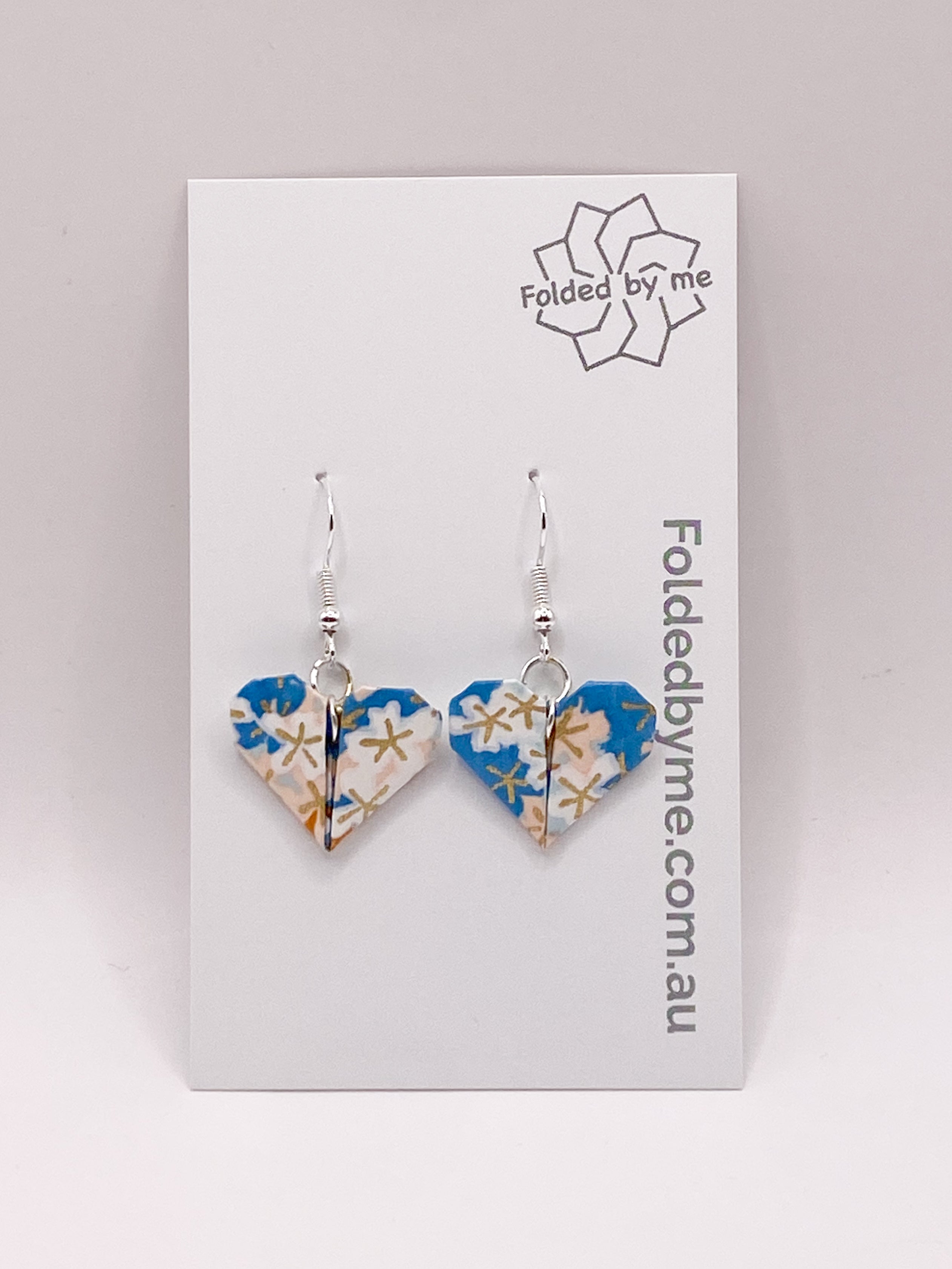 Origami Heart Earrings - Seafoam