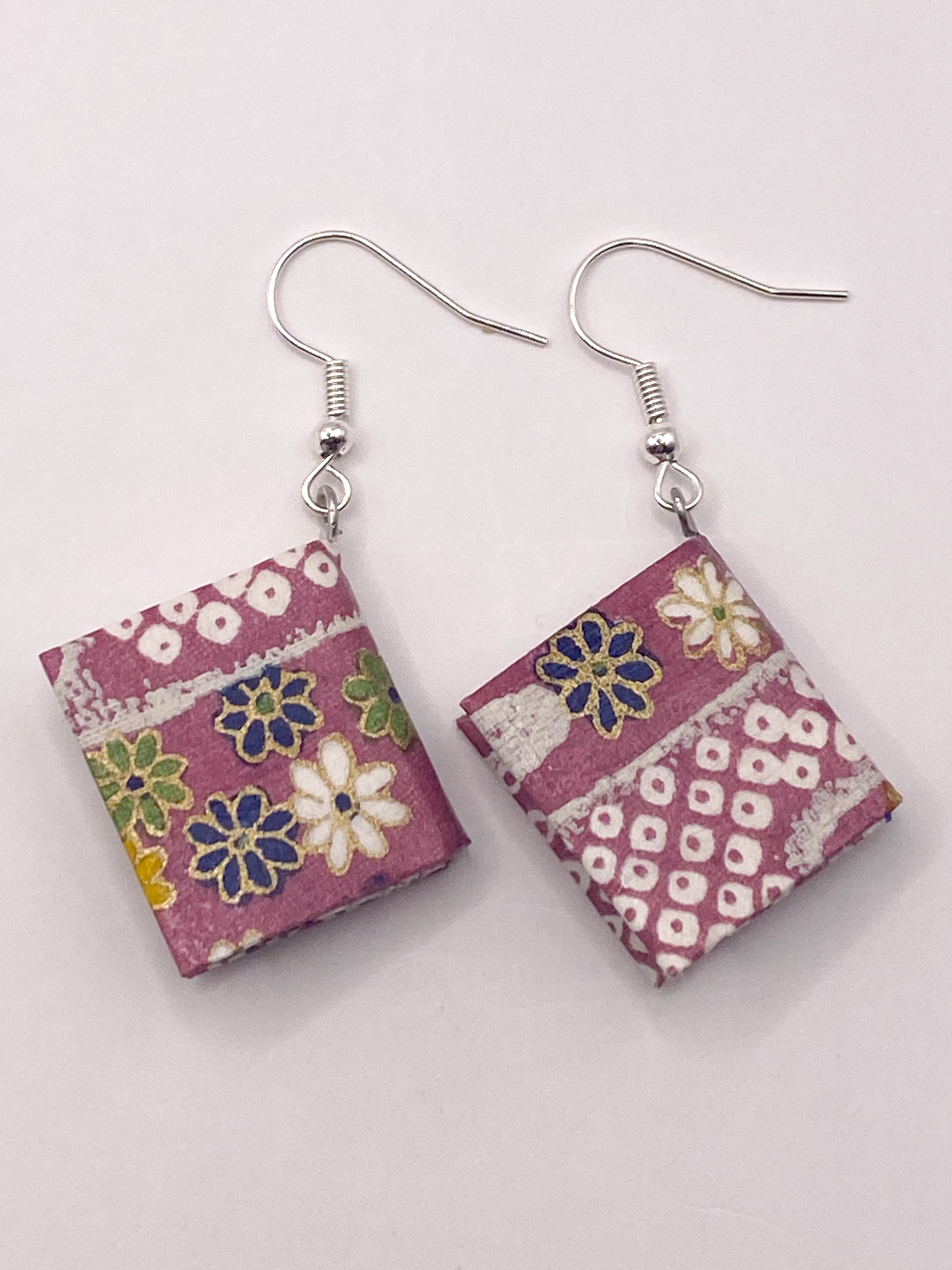 Origami Book Earrings - Orchid