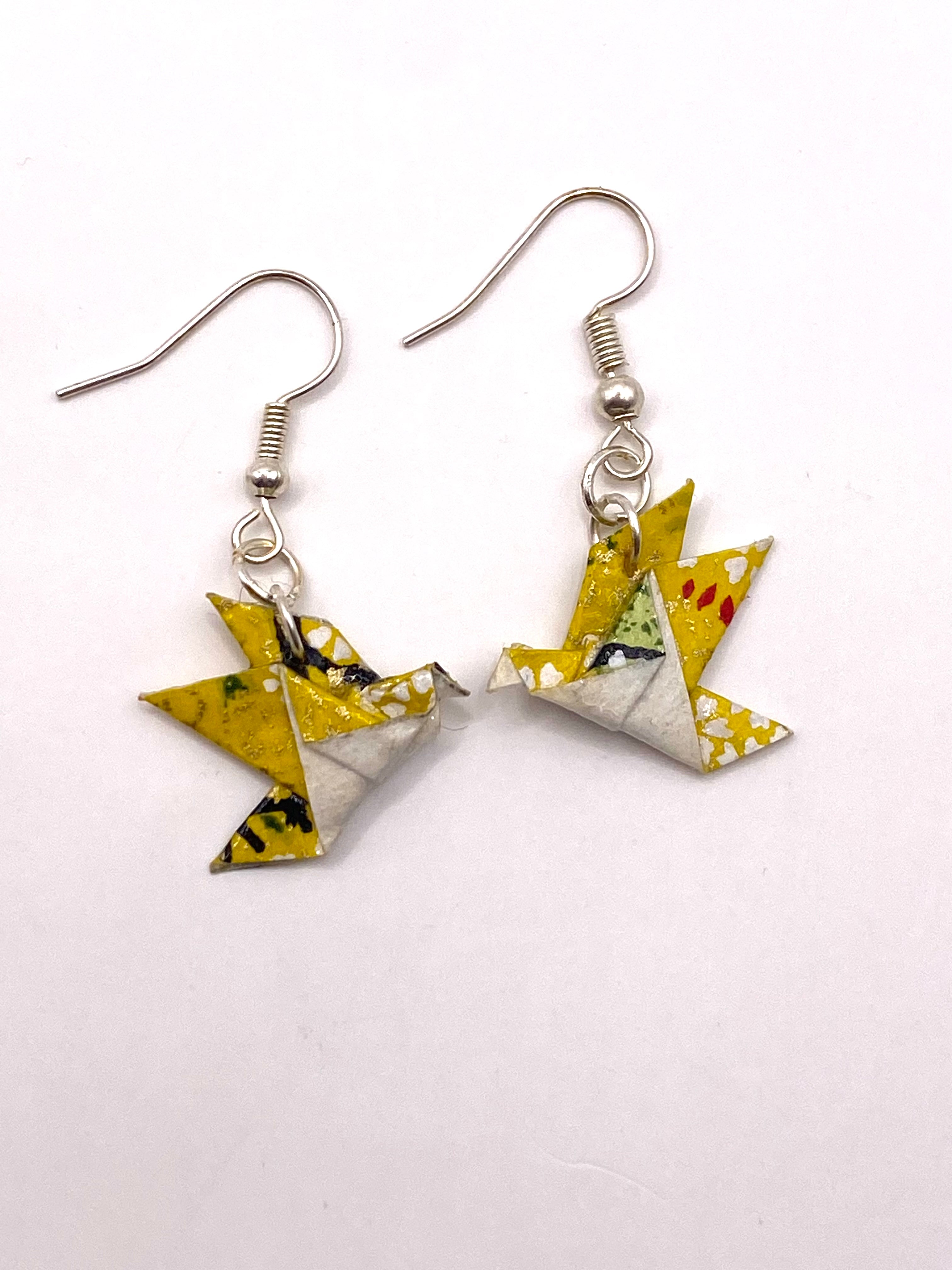Origami Dove Earrings - Lemon/Lime