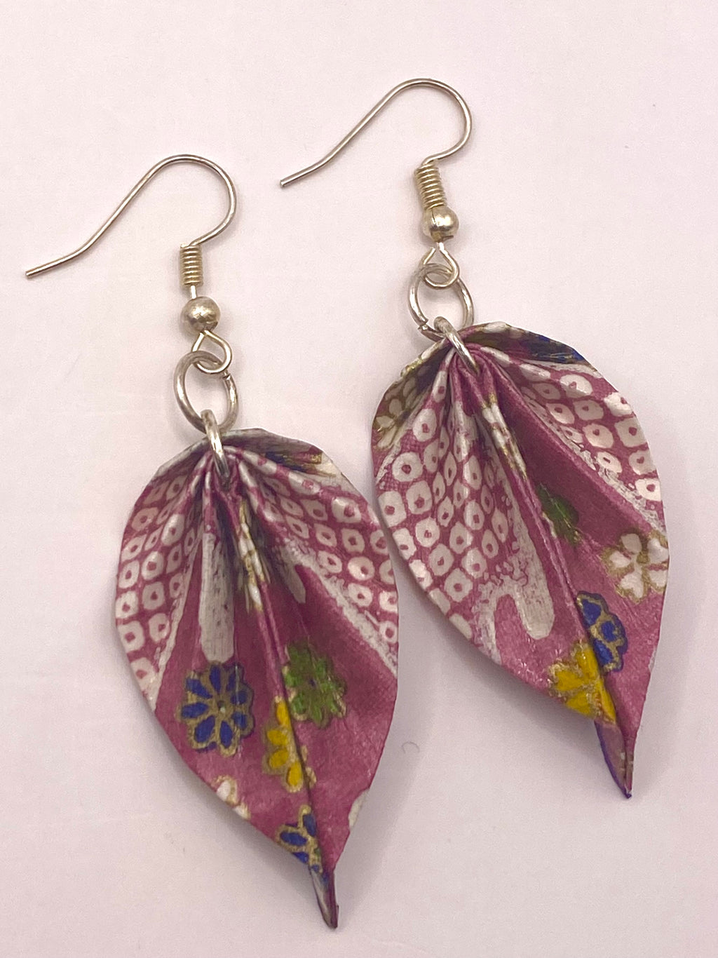 Origami Leaf Earrings - Orchid