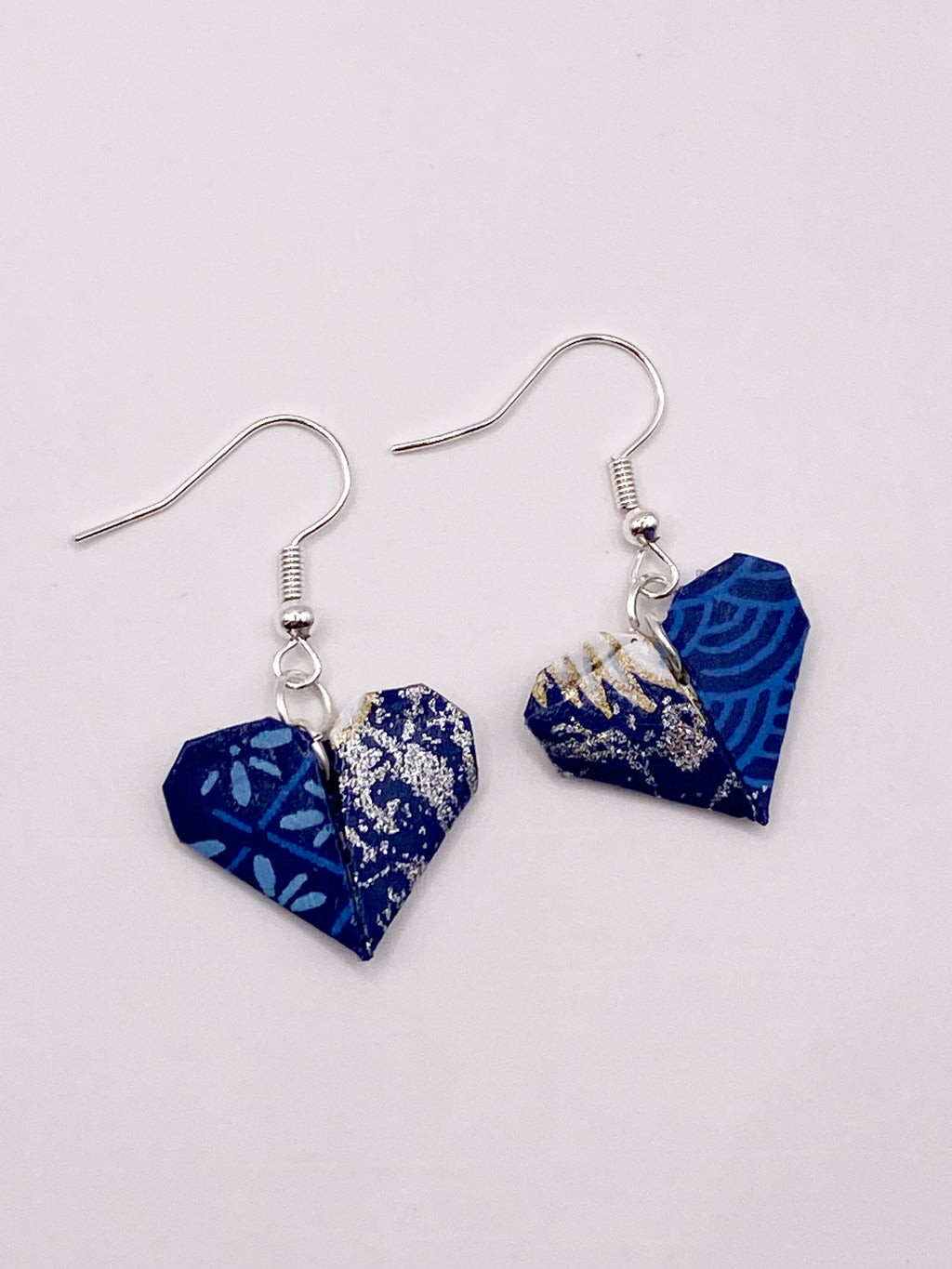 Origami Heart Earrings - Midnight