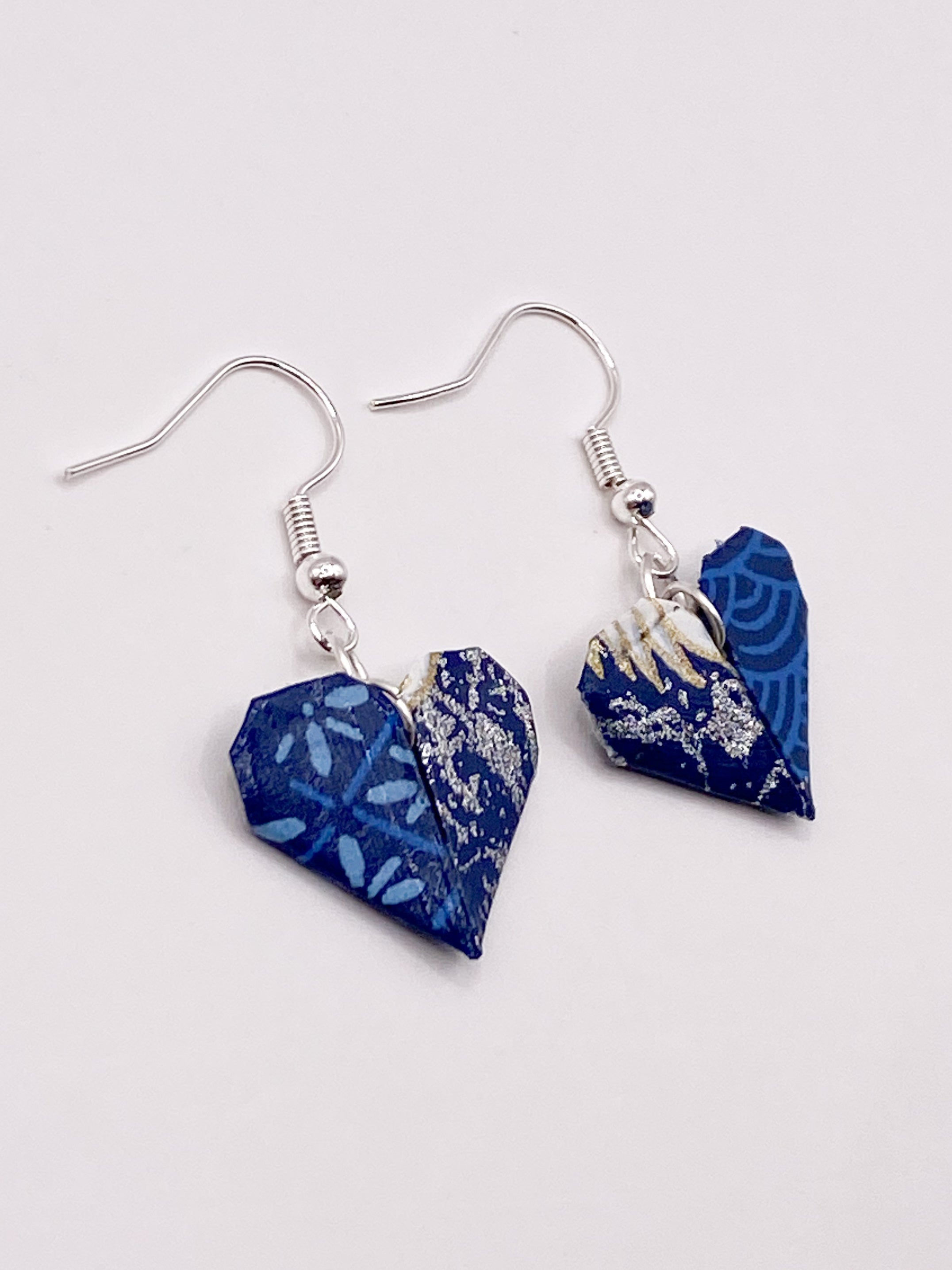 Origami Heart Earrings - Midnight