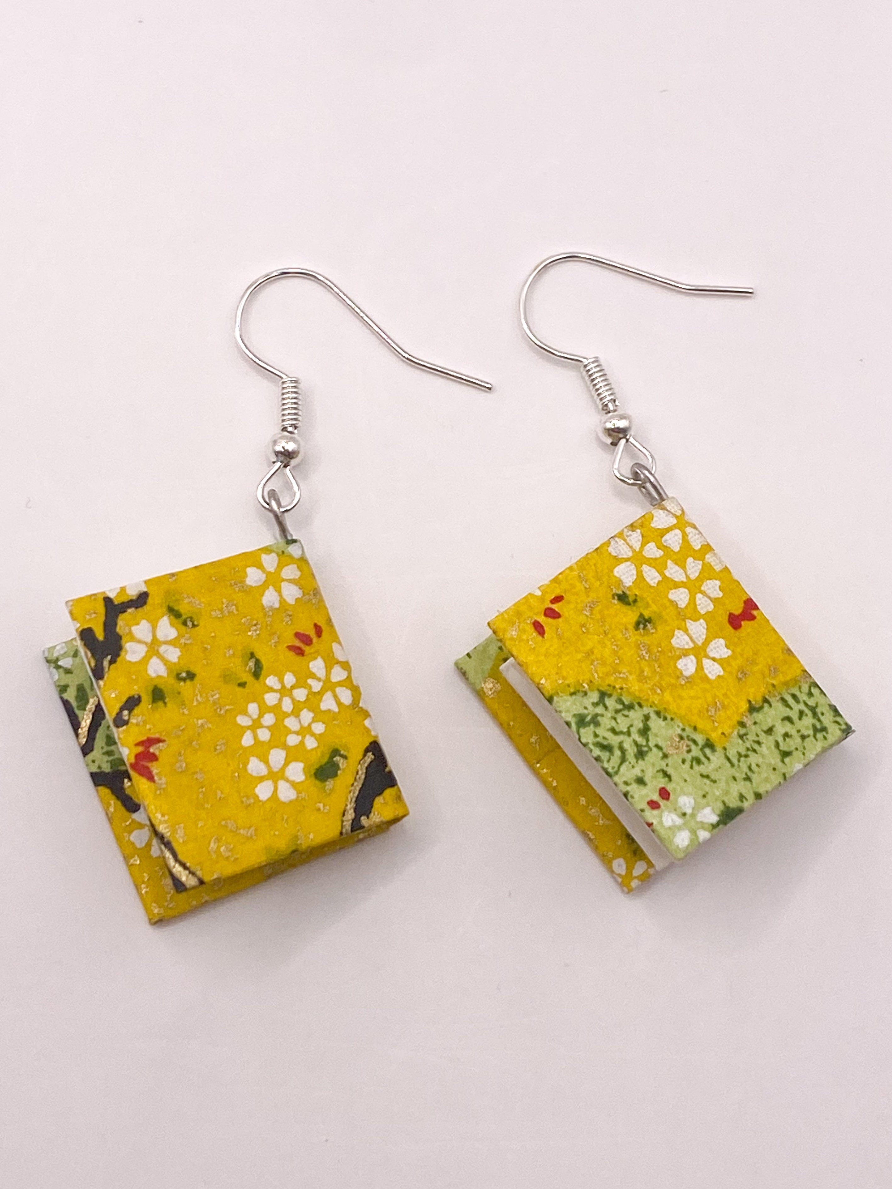 Origami Book Earrings - Lemon/Lime