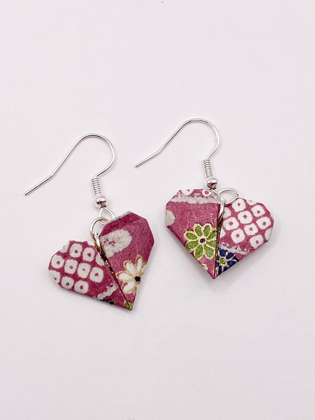 Origami Heart Earrings - Orchid