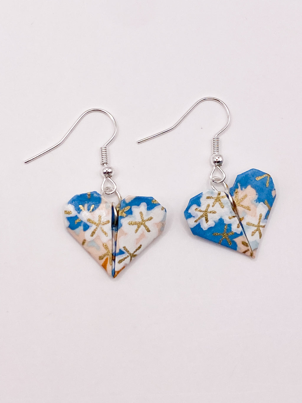 Origami Heart Earrings - Seafoam