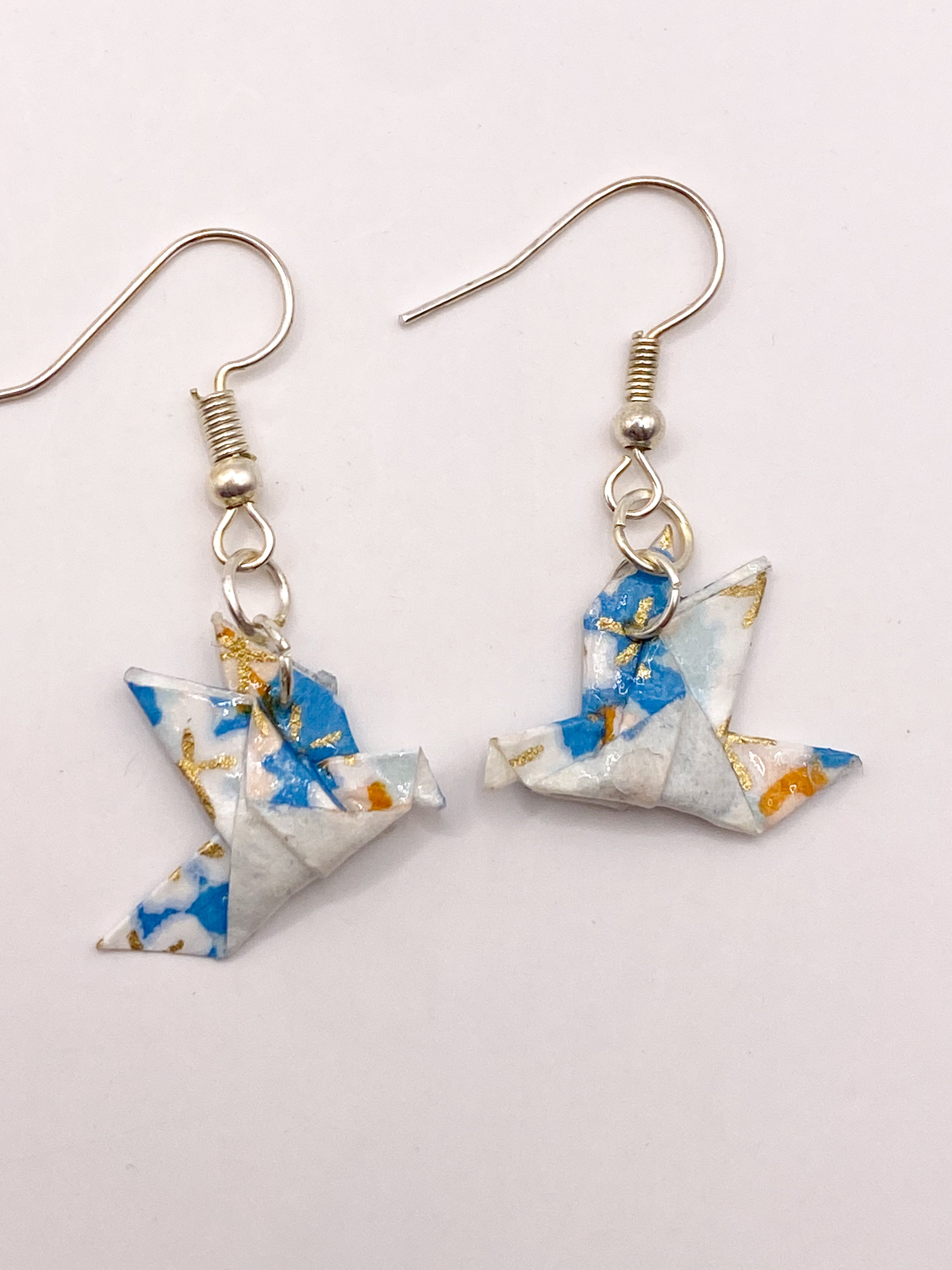 Origami Dove Earrings - Seafoam