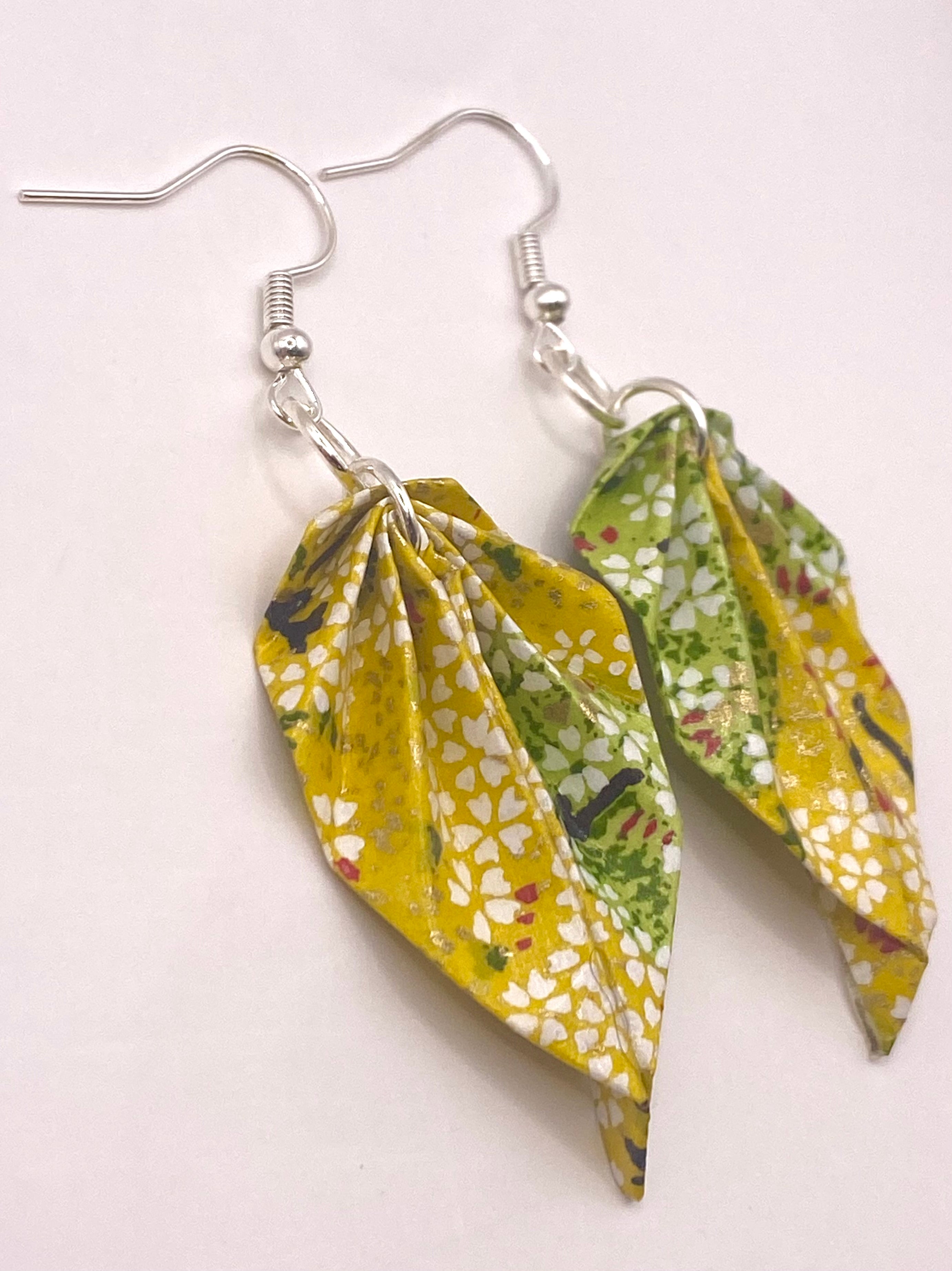 Origami Leaf Earrings - Lemon/Lime