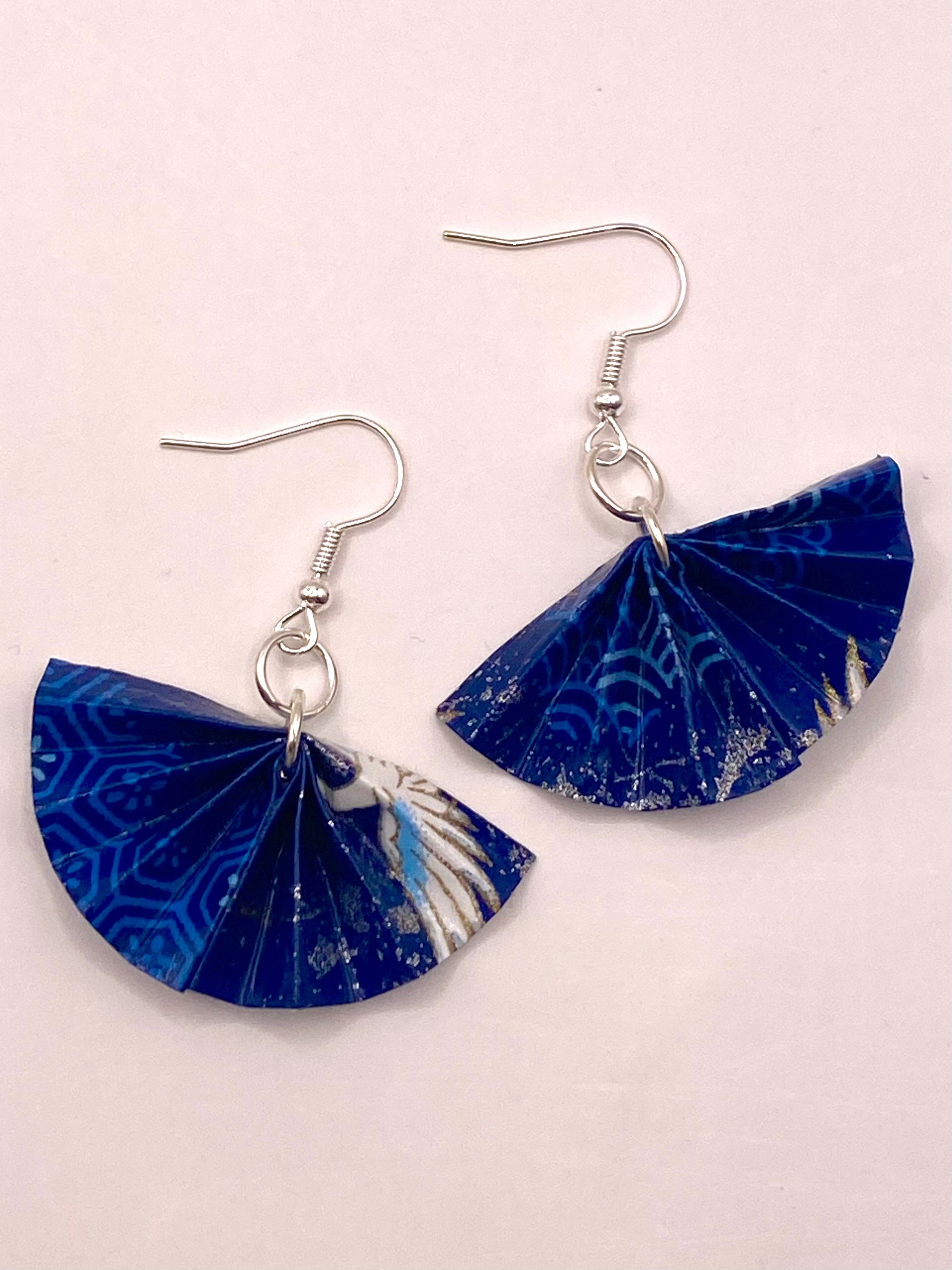 Origami Fan Earrings - Midnight