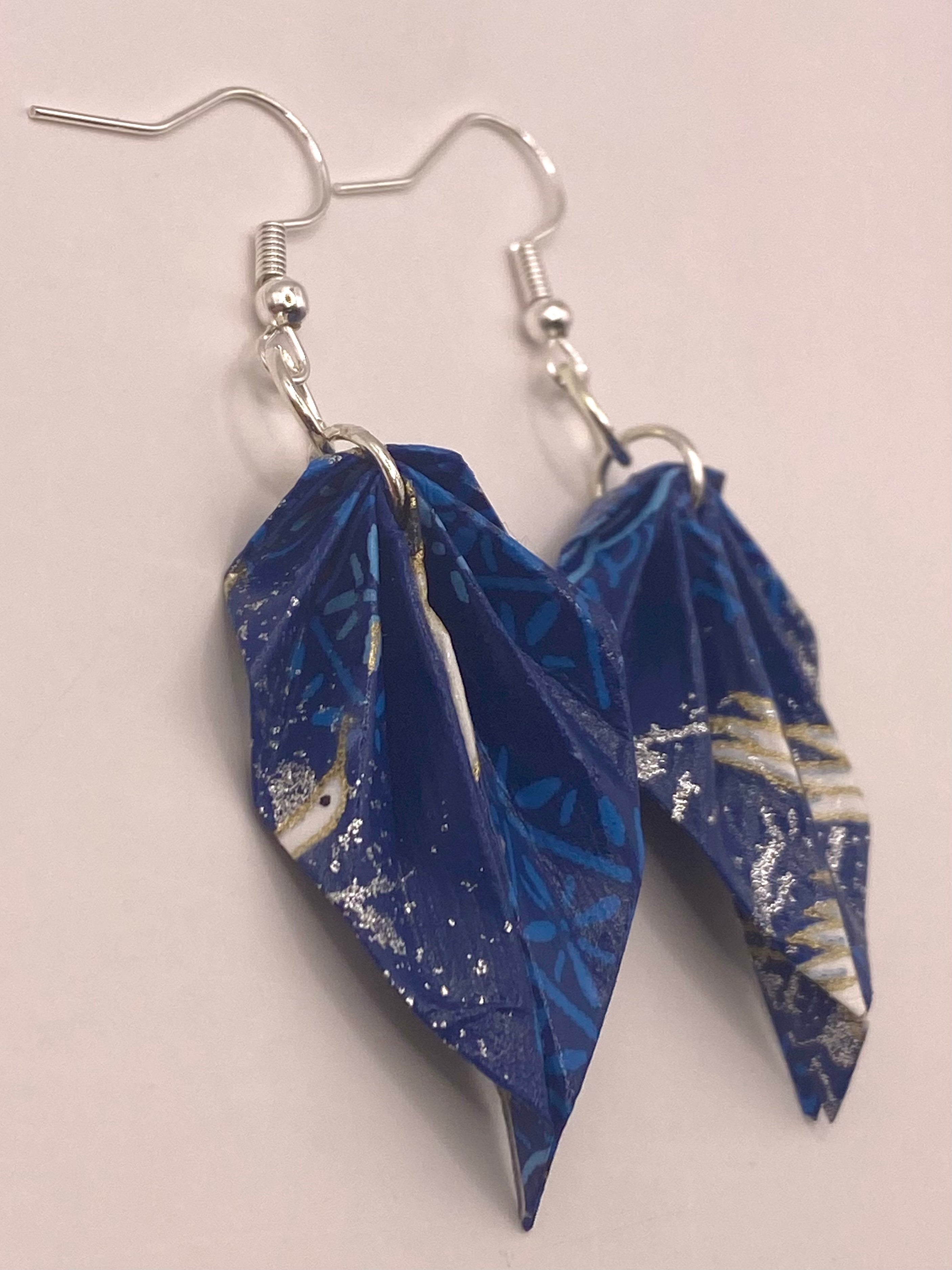 Origami Leaf Earrings - Midnight