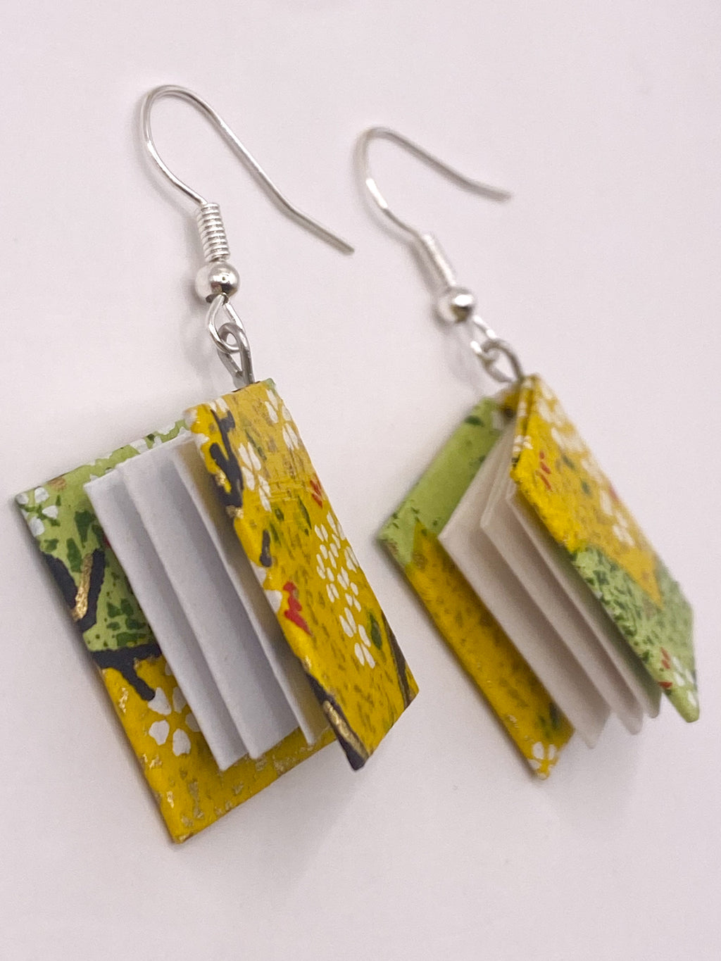 Origami Book Earrings - Lemon/Lime