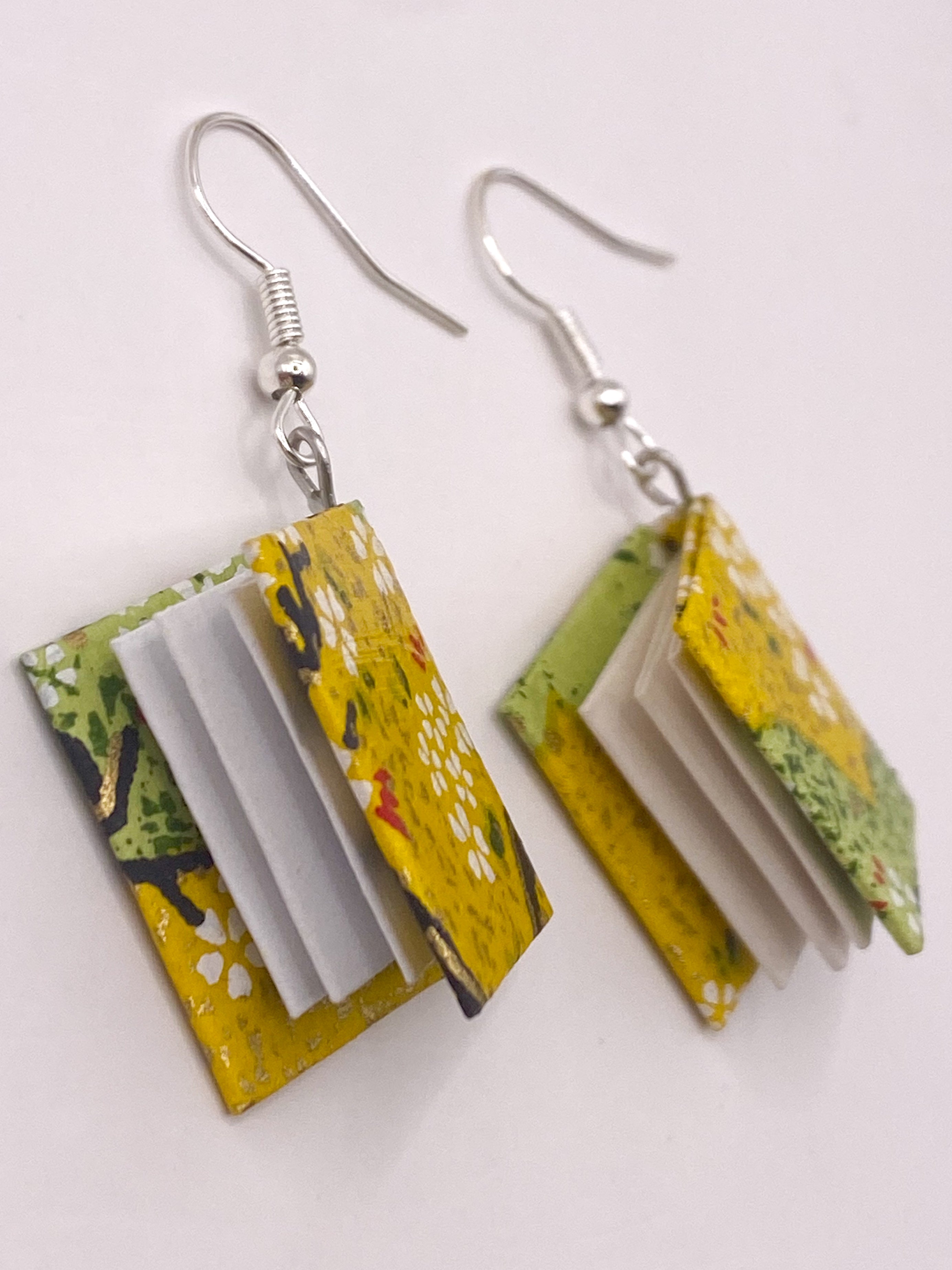 Origami Book Earrings - Lemon/Lime