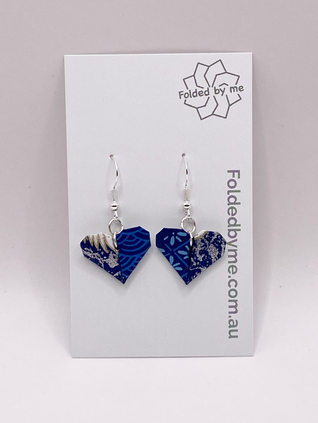 Origami Heart Earrings - Midnight