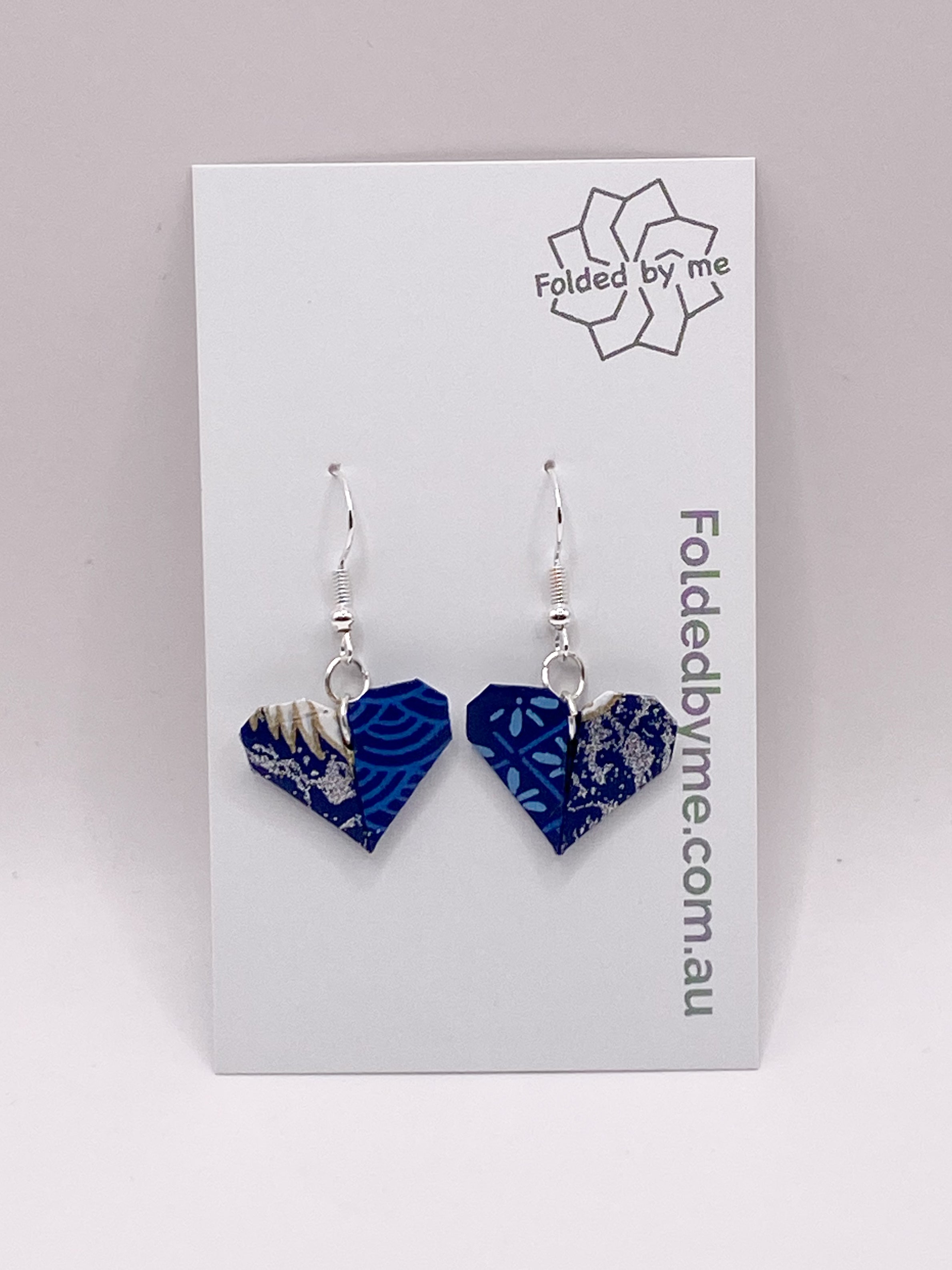Origami Heart Earrings - Midnight