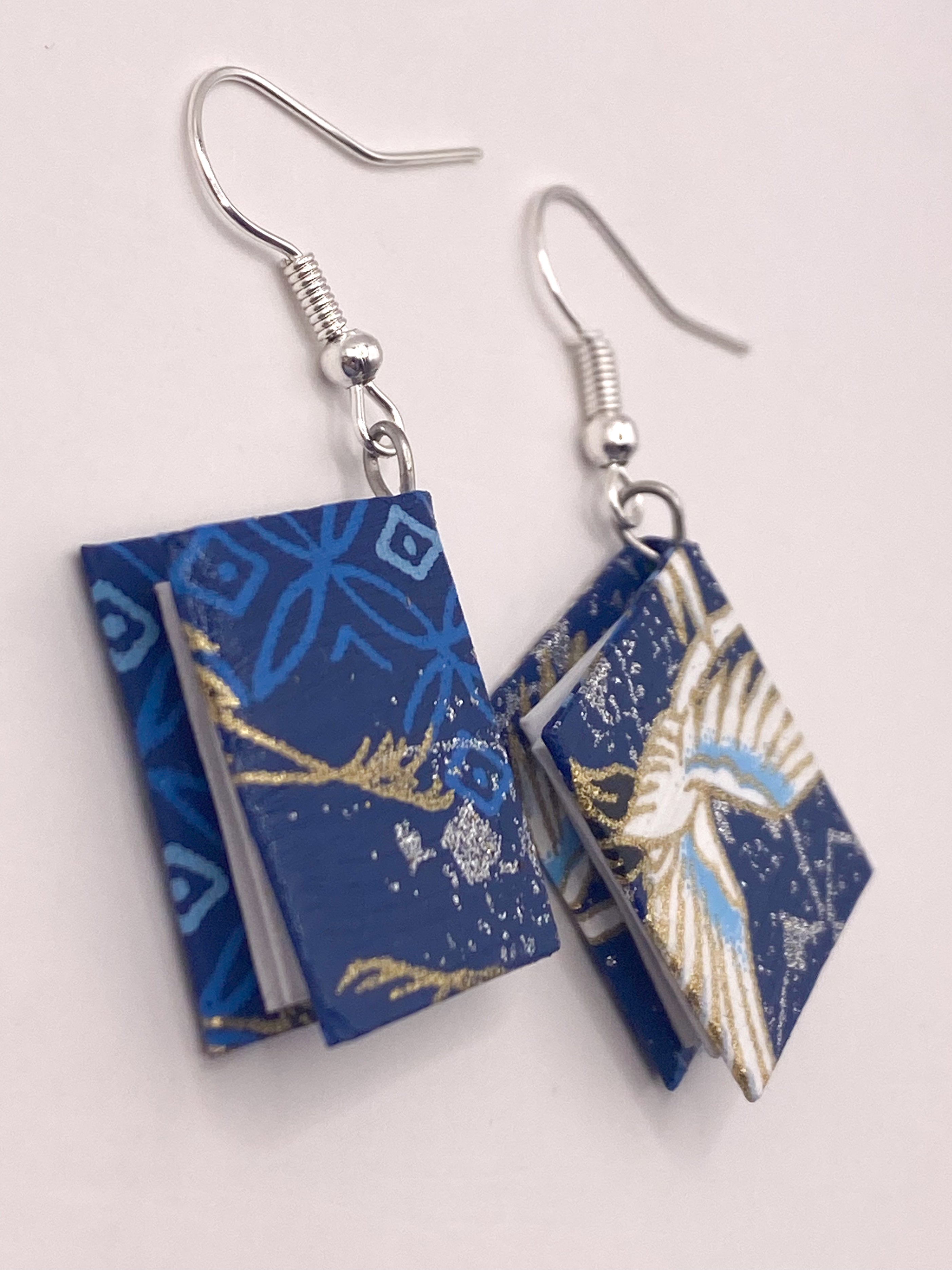 Origami Book Earrings - Midnight
