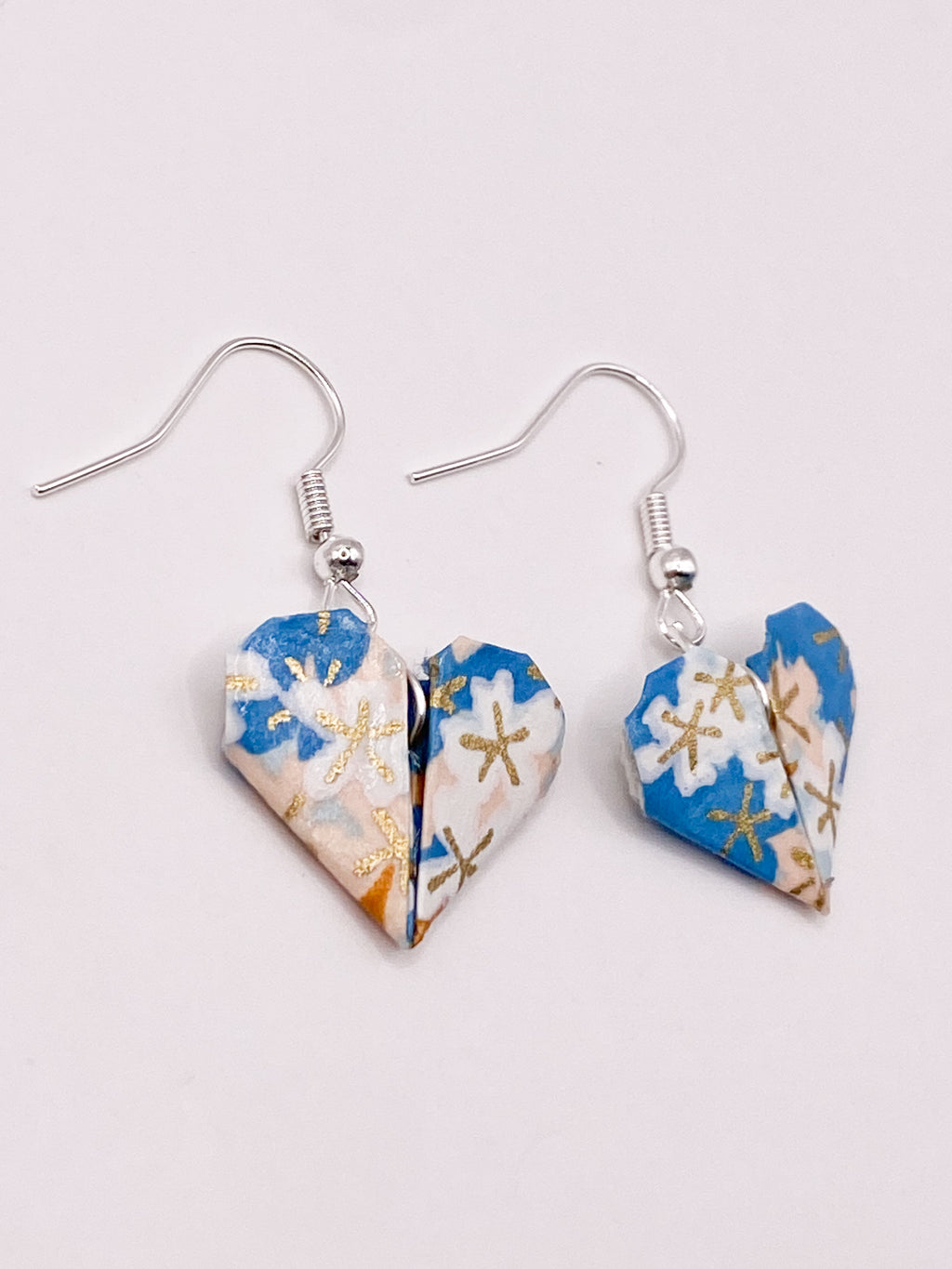 Origami Heart Earrings - Seafoam