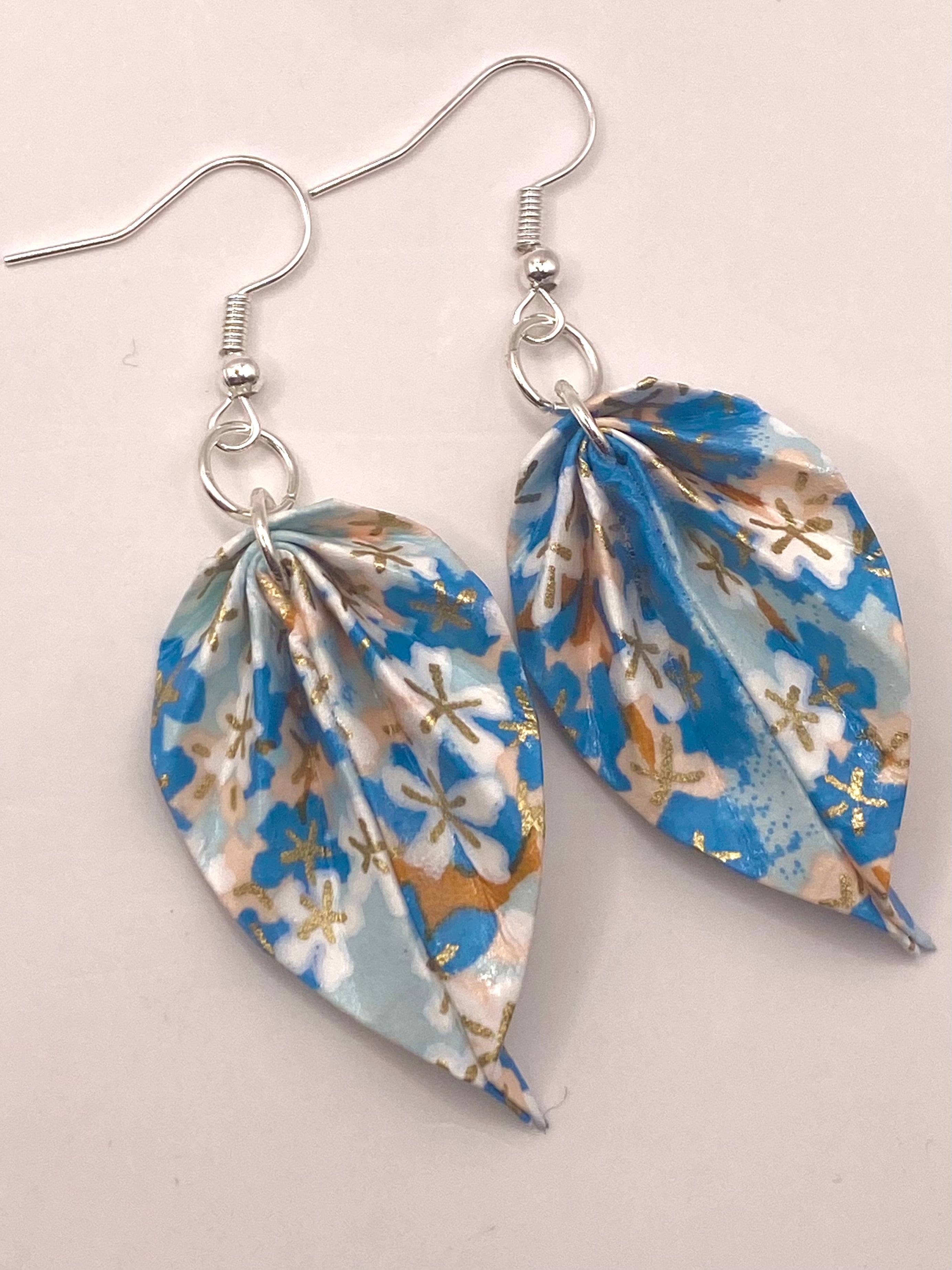 Origami Leaf Earrings - Seafoam