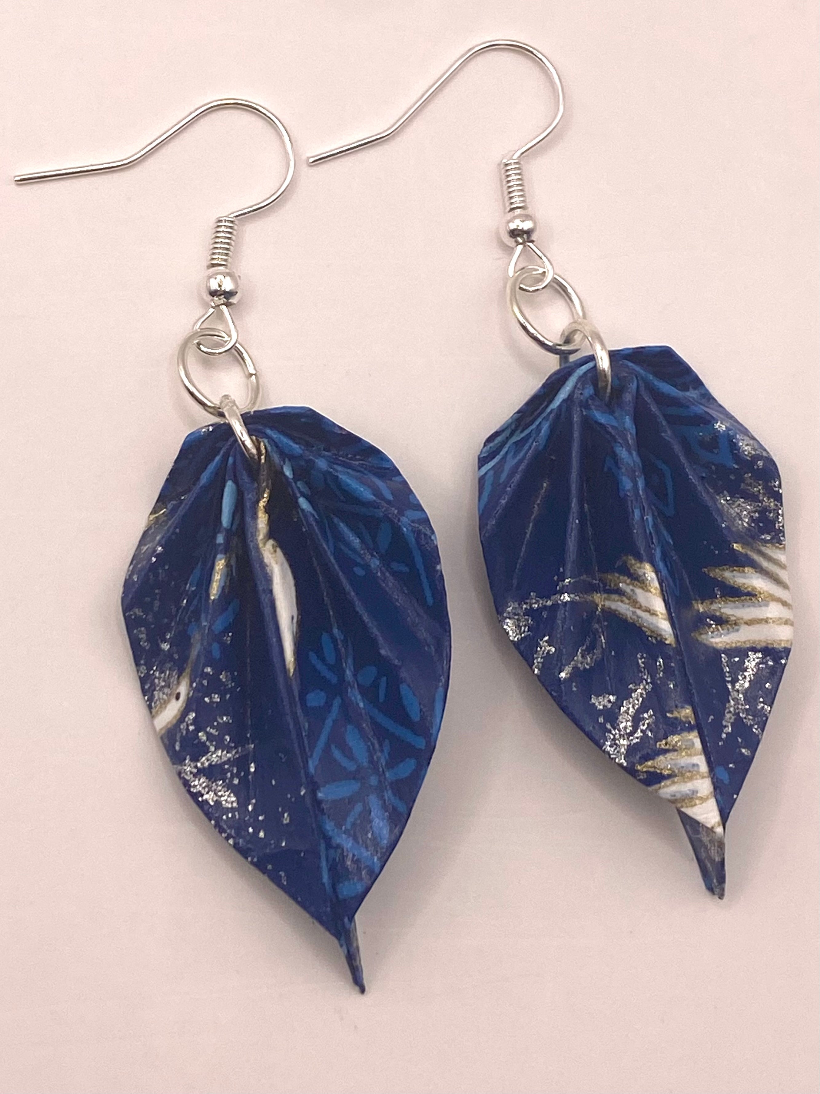 Origami Leaf Earrings - Midnight
