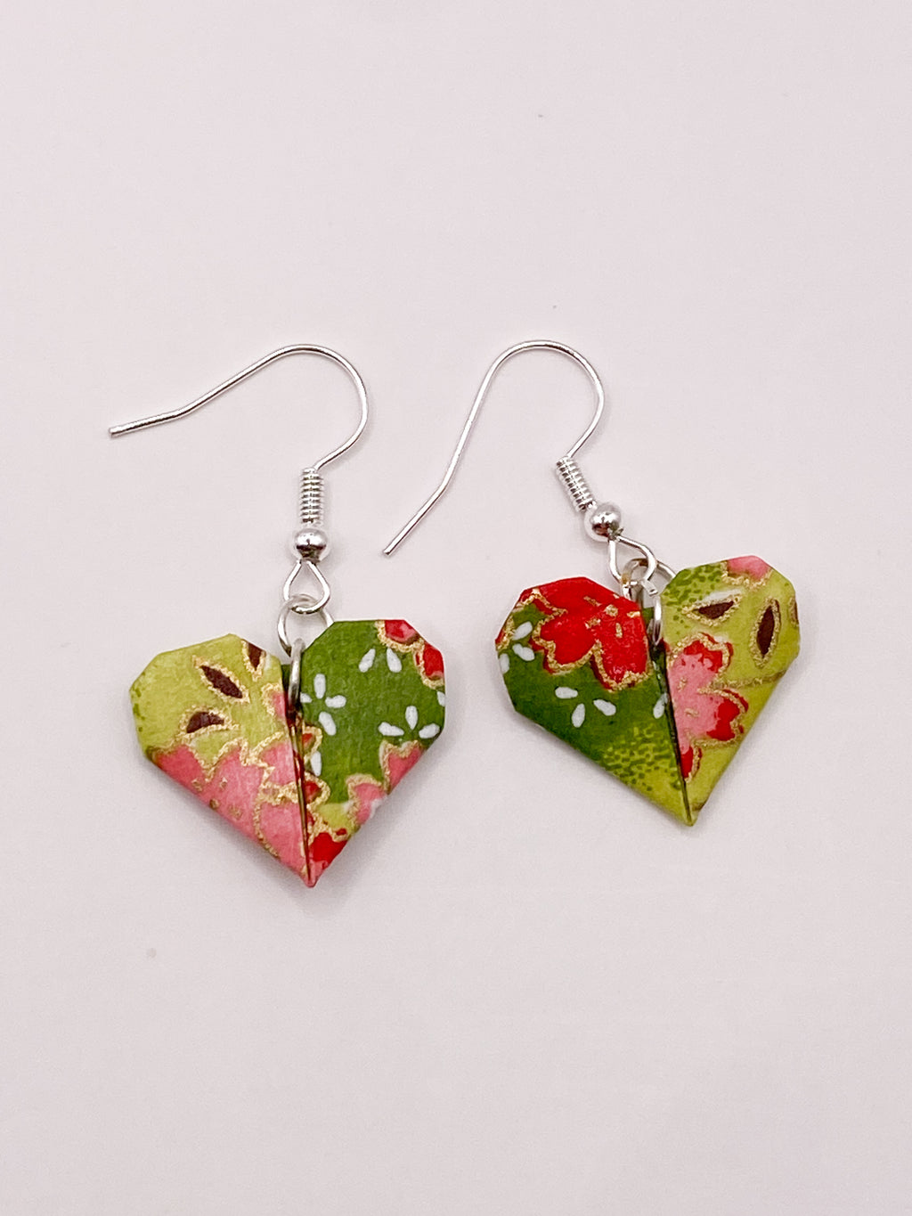 Origami Heart Earrings - Strawberry Patch