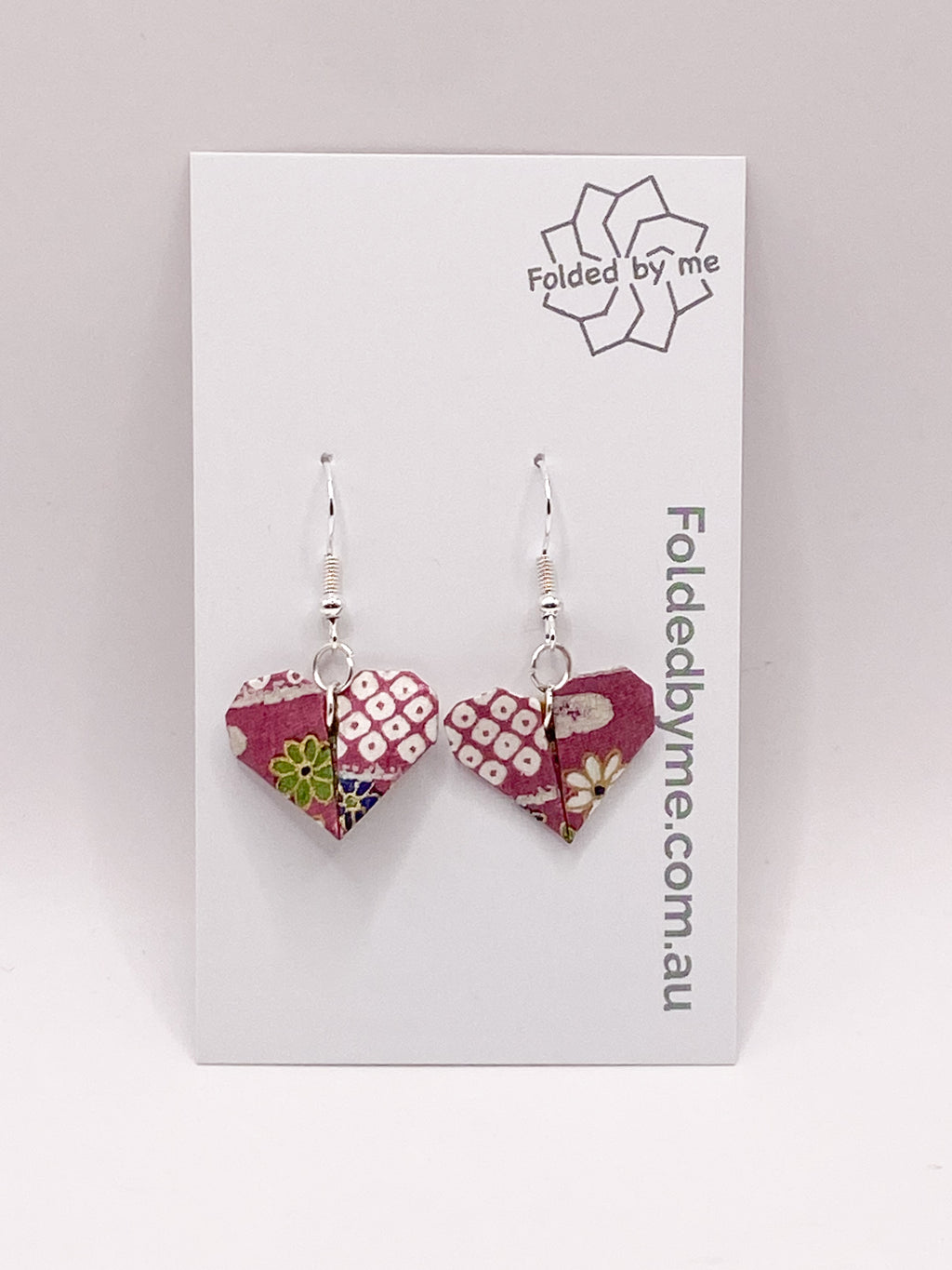 Origami Heart Earrings - Orchid