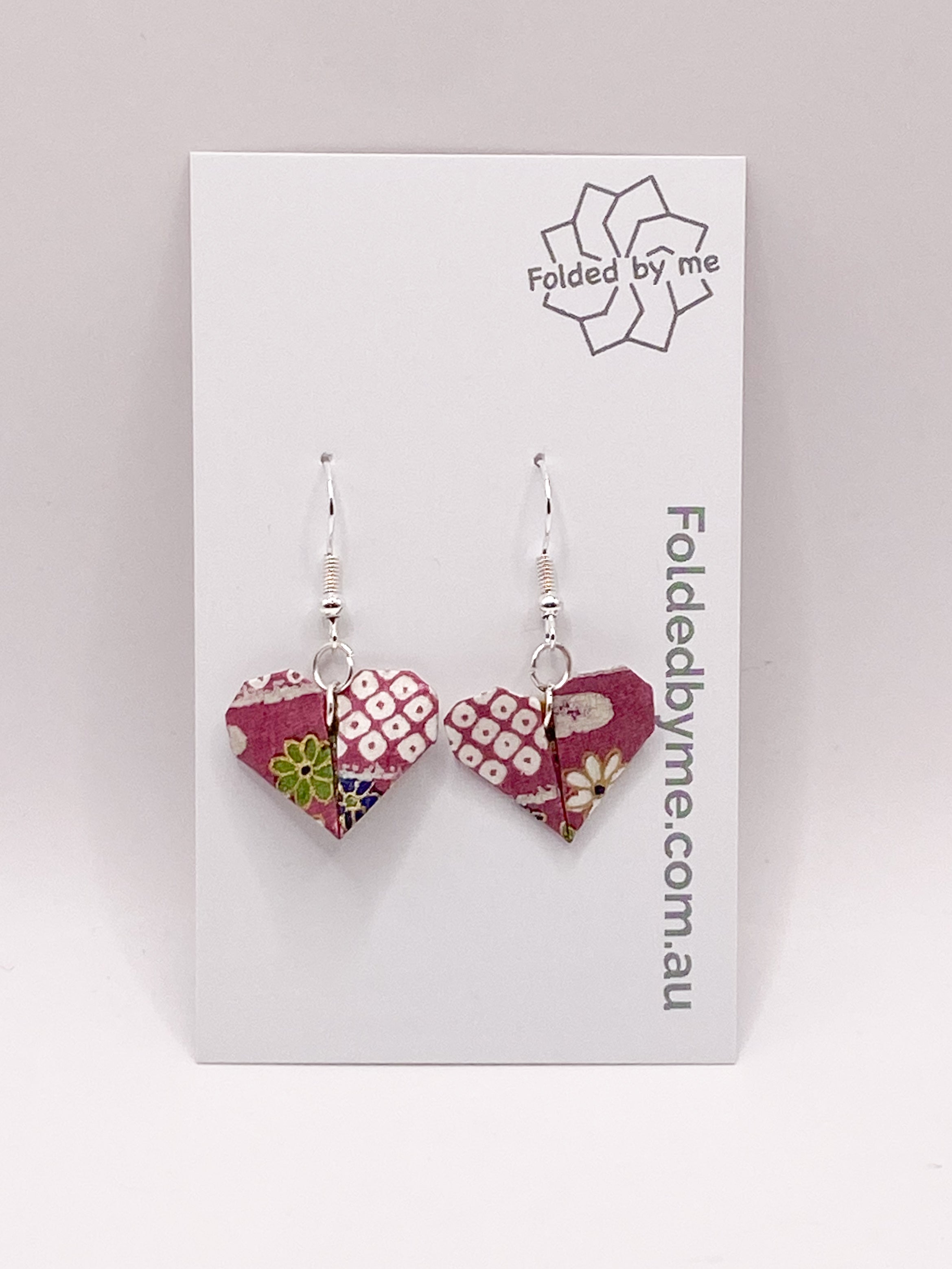Origami Heart Earrings - Orchid