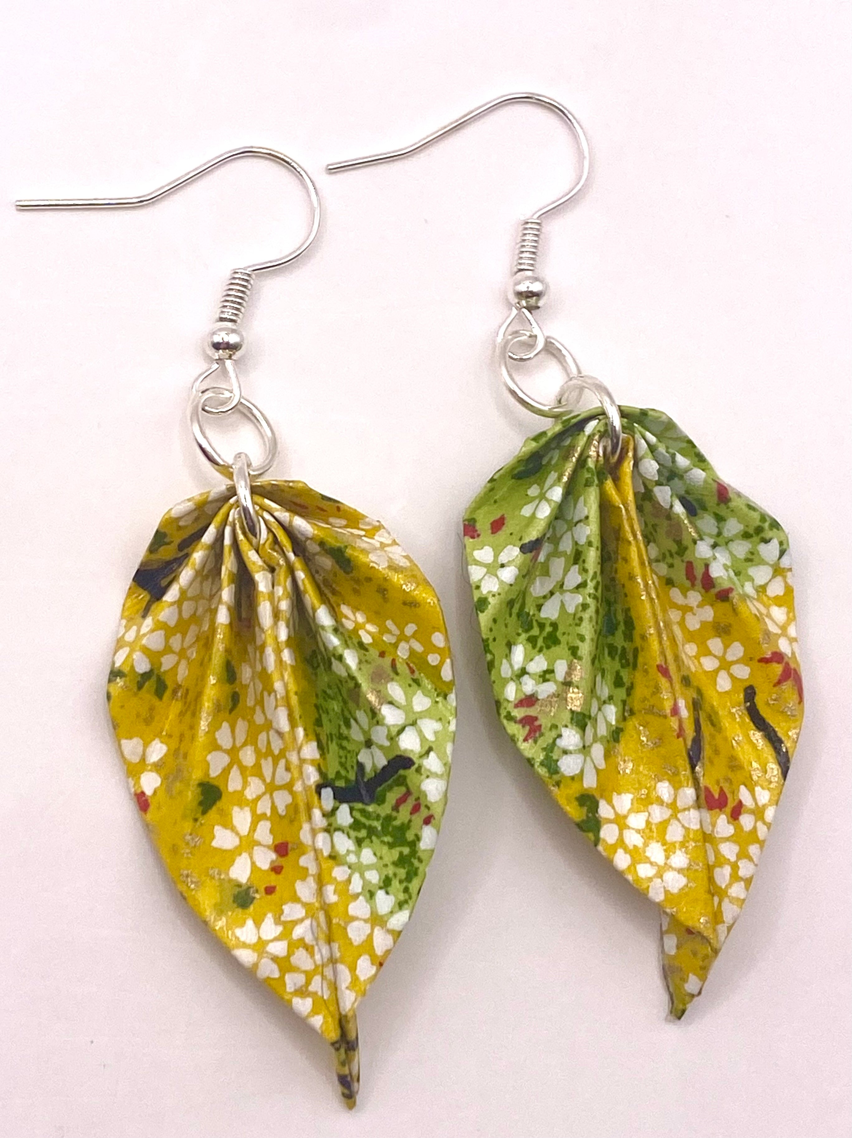 Origami Leaf Earrings - Lemon/Lime
