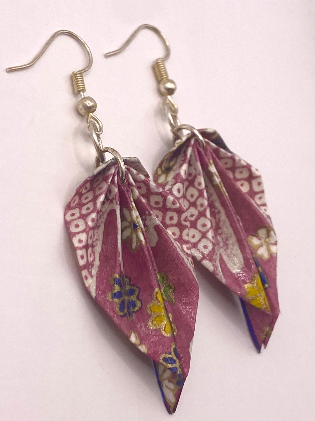 Origami Leaf Earrings - Orchid