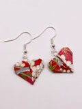 Origami Heart Earrings - Cherry