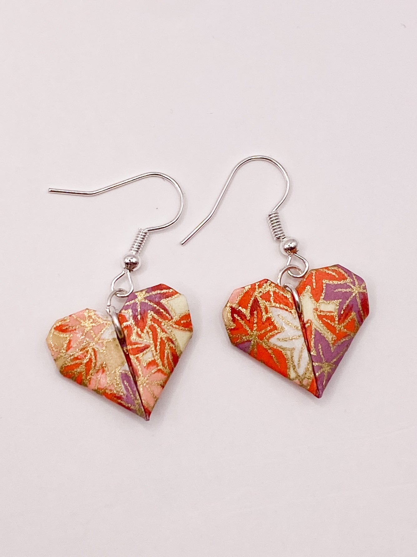 Origami Heart Earrings - Autumn
