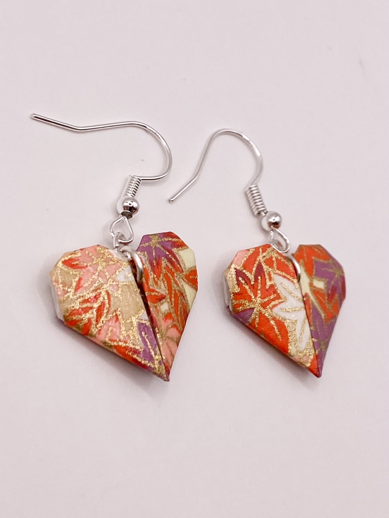 Origami Heart Earrings - Autumn