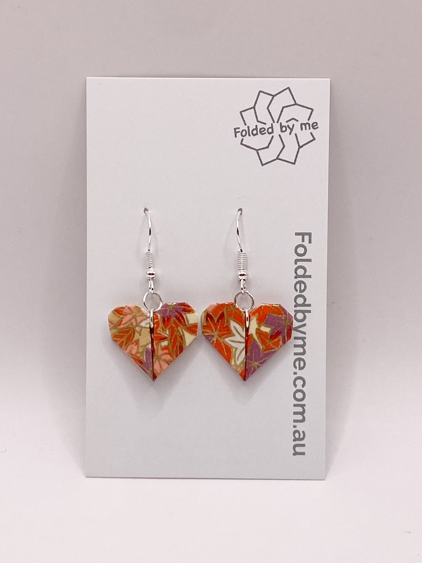 Origami Heart Earrings - Autumn