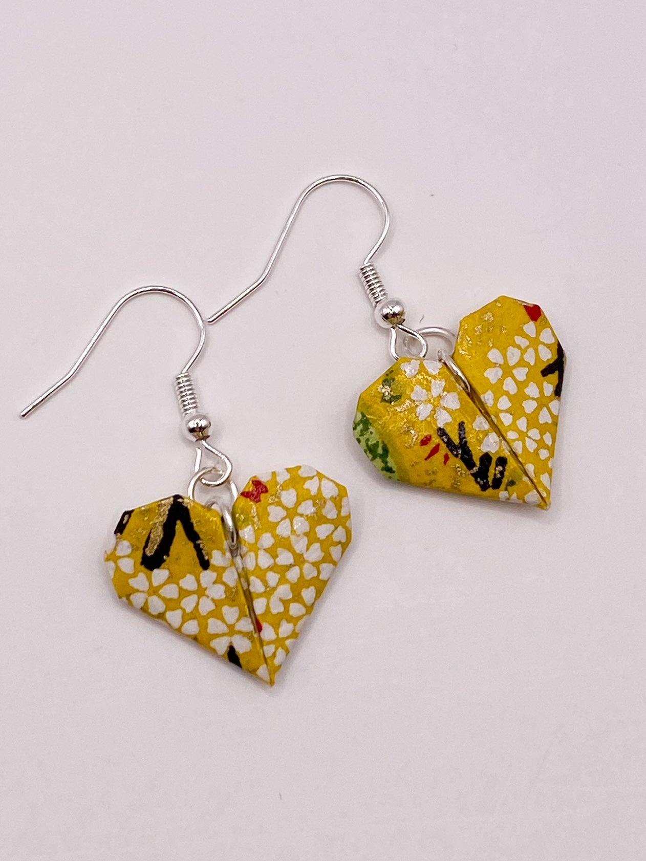 Origami Heart Earrings - Lemon/Lime