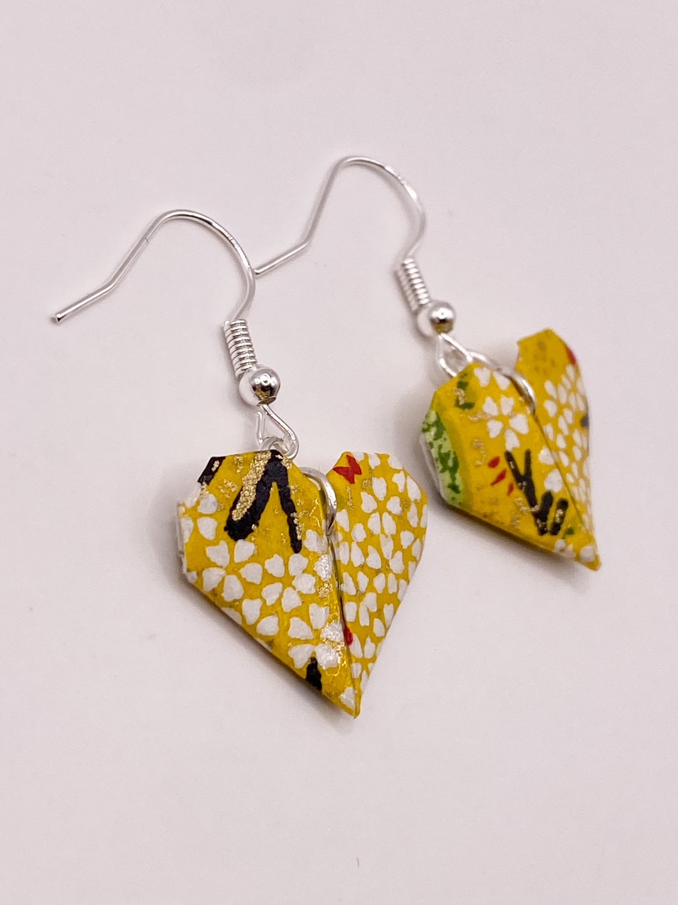 Origami Heart Earrings - Lemon/Lime