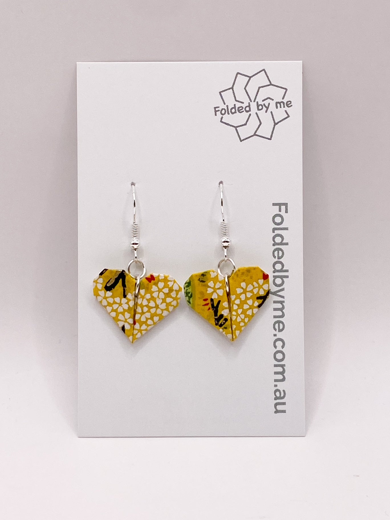 Origami Heart Earrings - Lemon/Lime
